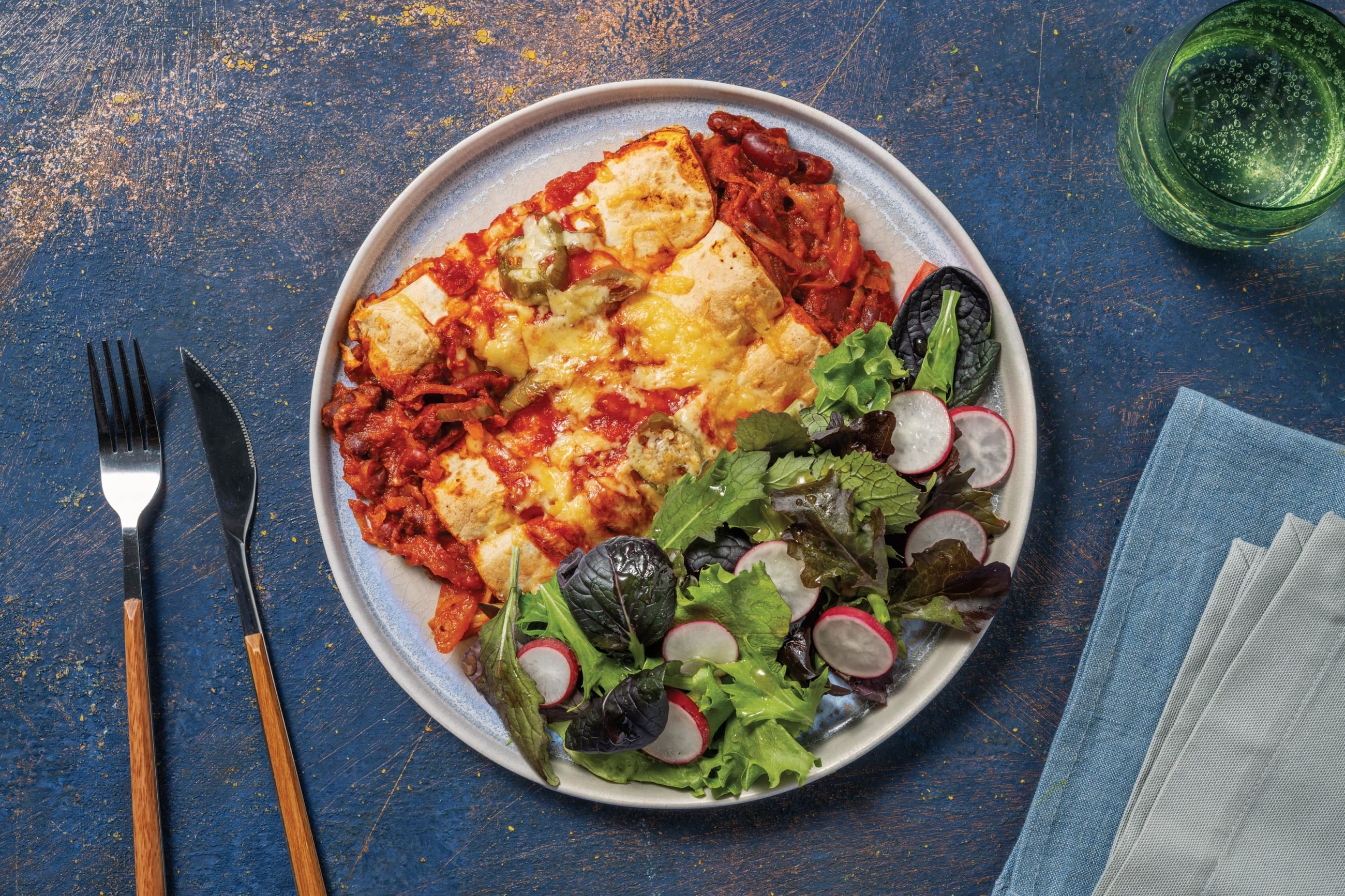 Cheesy Bean & Veggie Enchiladas