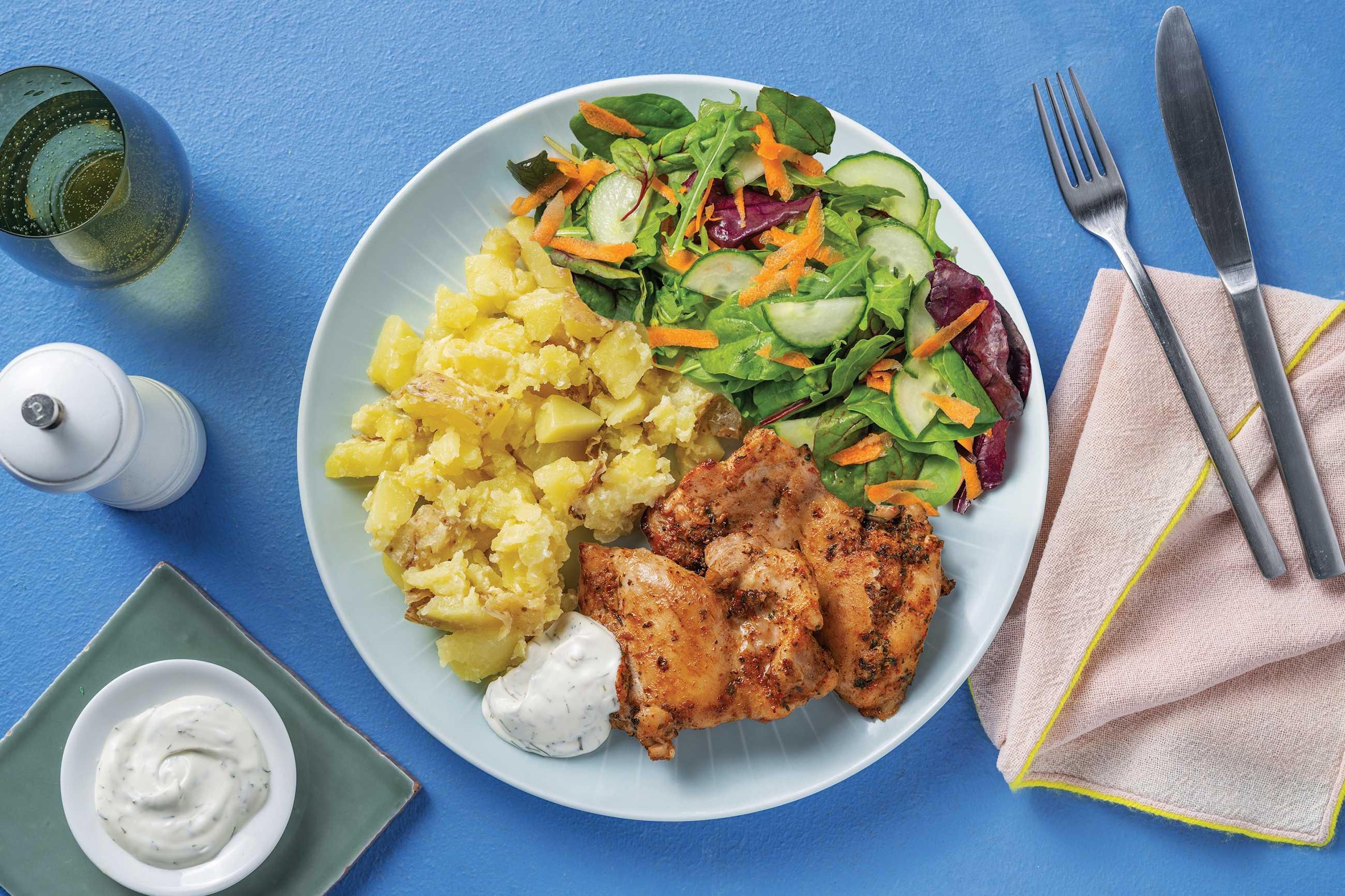 Louisiana Chicken & Lemon Crushed Potatoes