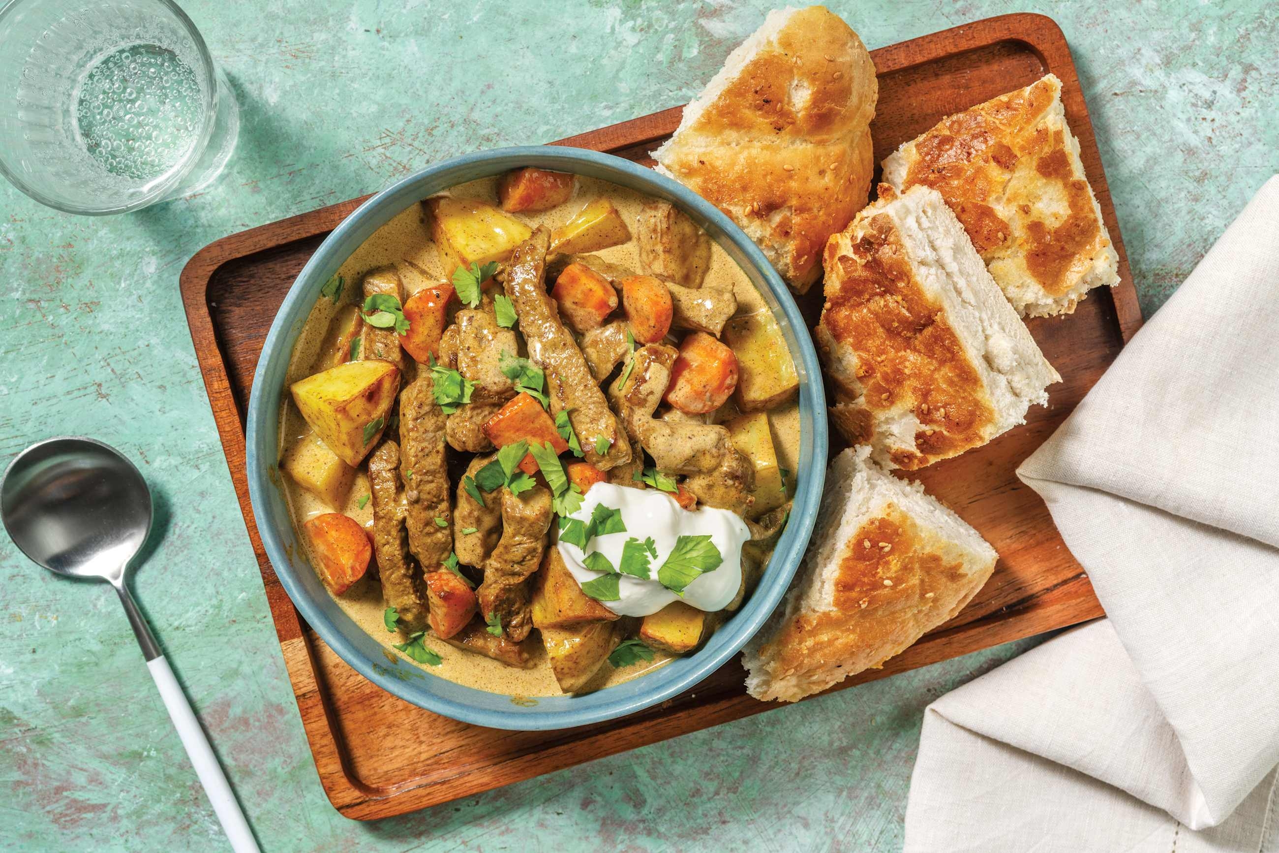 Mild Beef, Baby Broccoli & Potato Curry