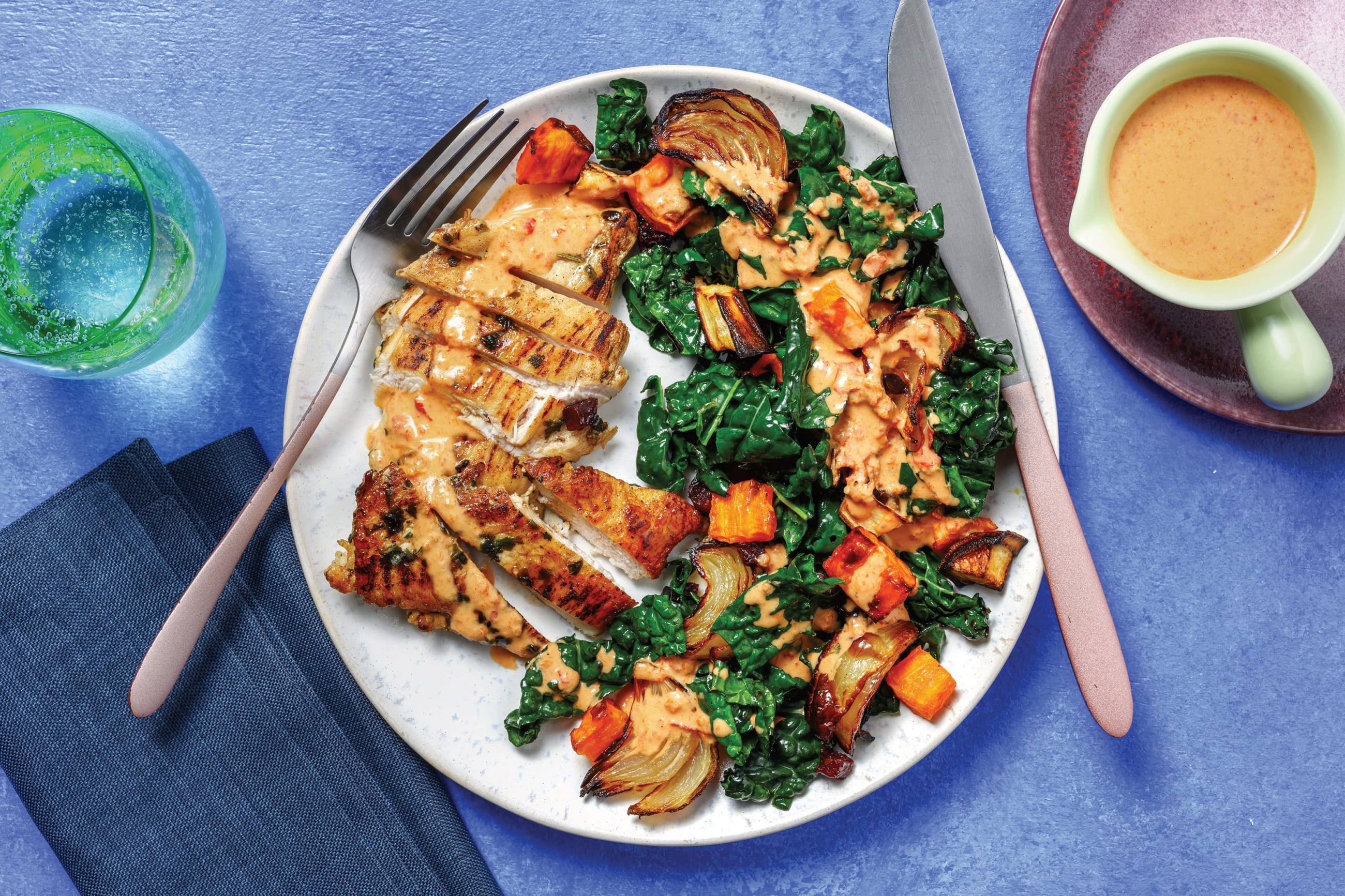 Herby Chicken & Cheesy Rainbow Veggie Toss