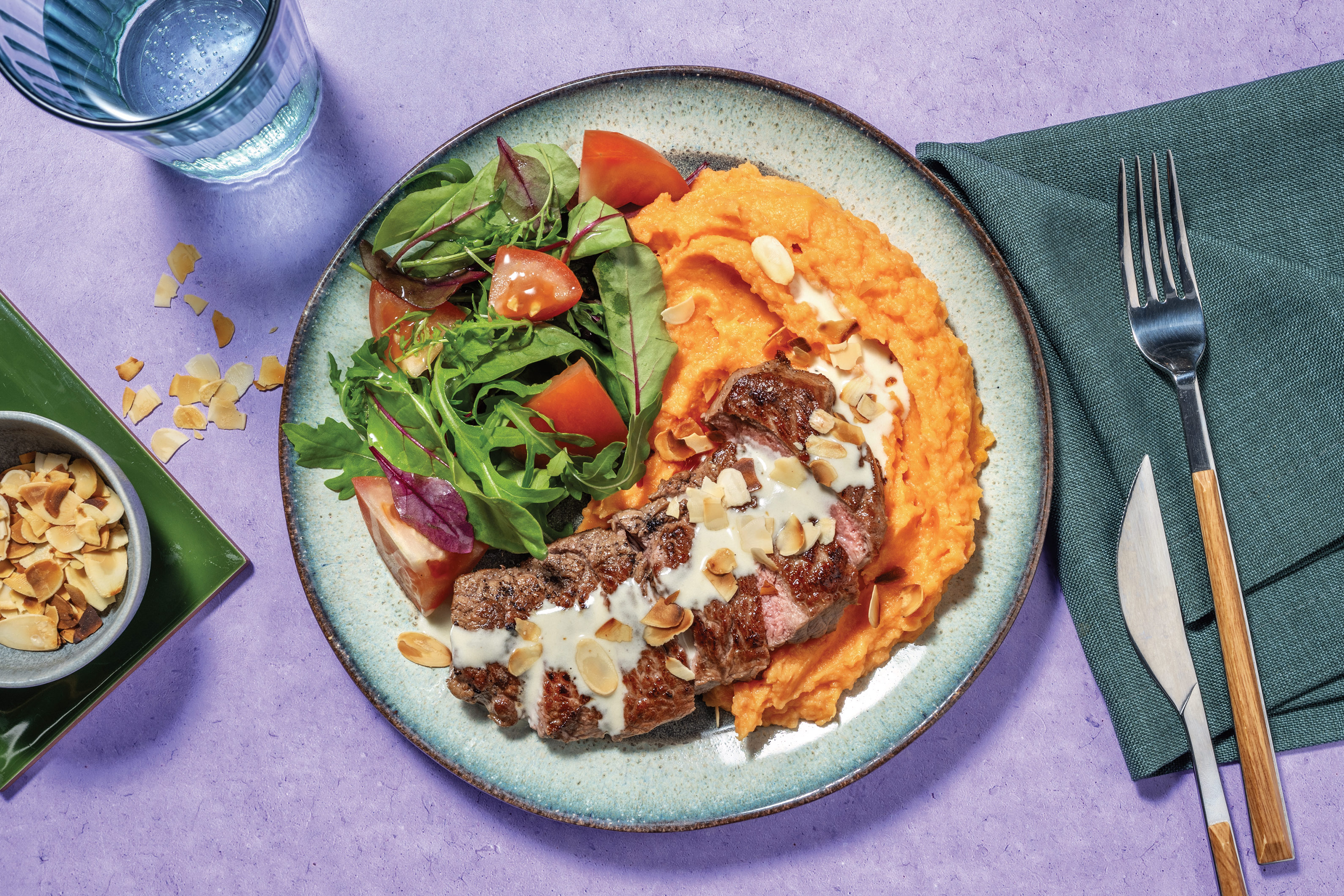 Seared Beef Rump & Bacon-Parmesan Sauce