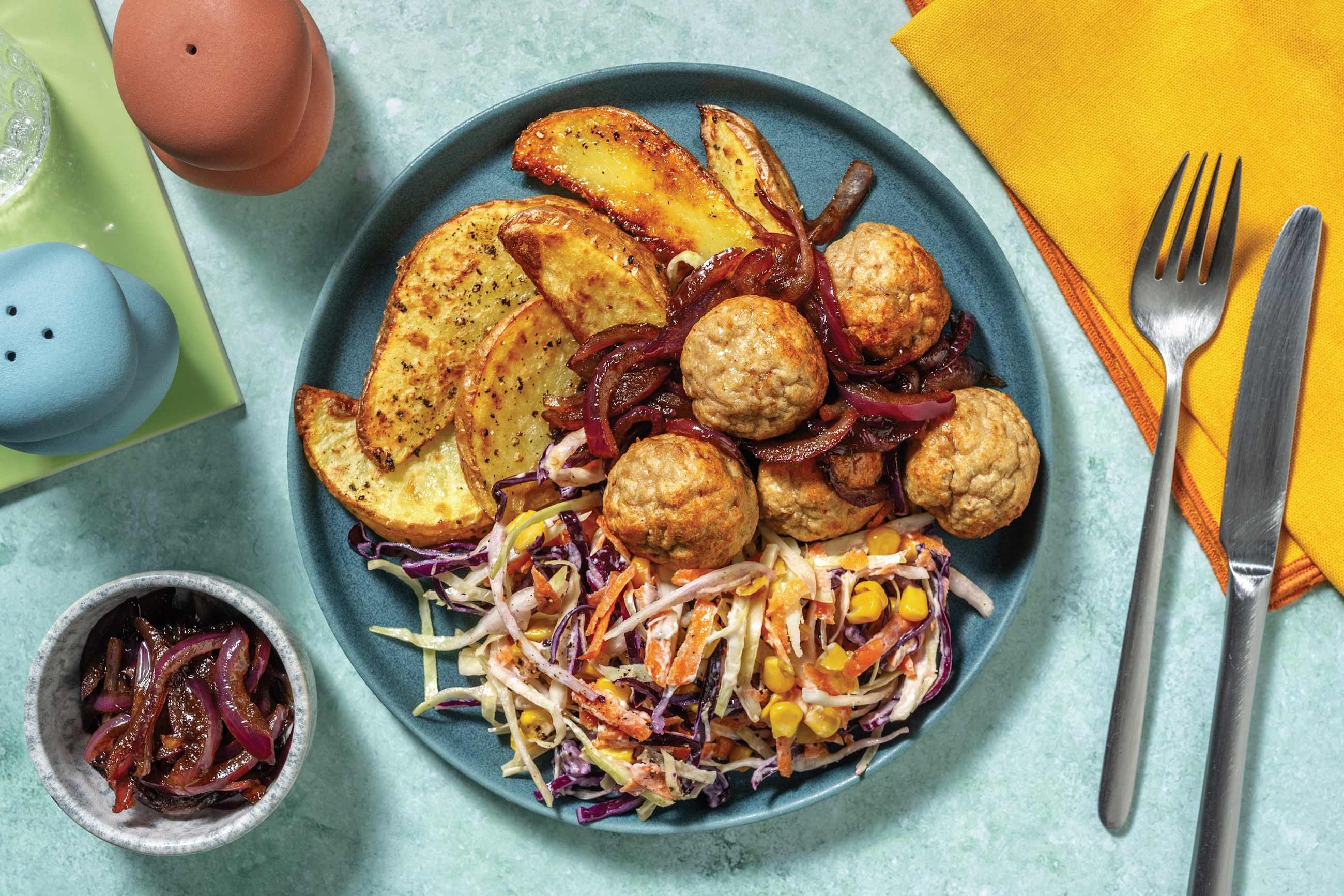 Spiced Pork Meatballs & Caramelised Onion