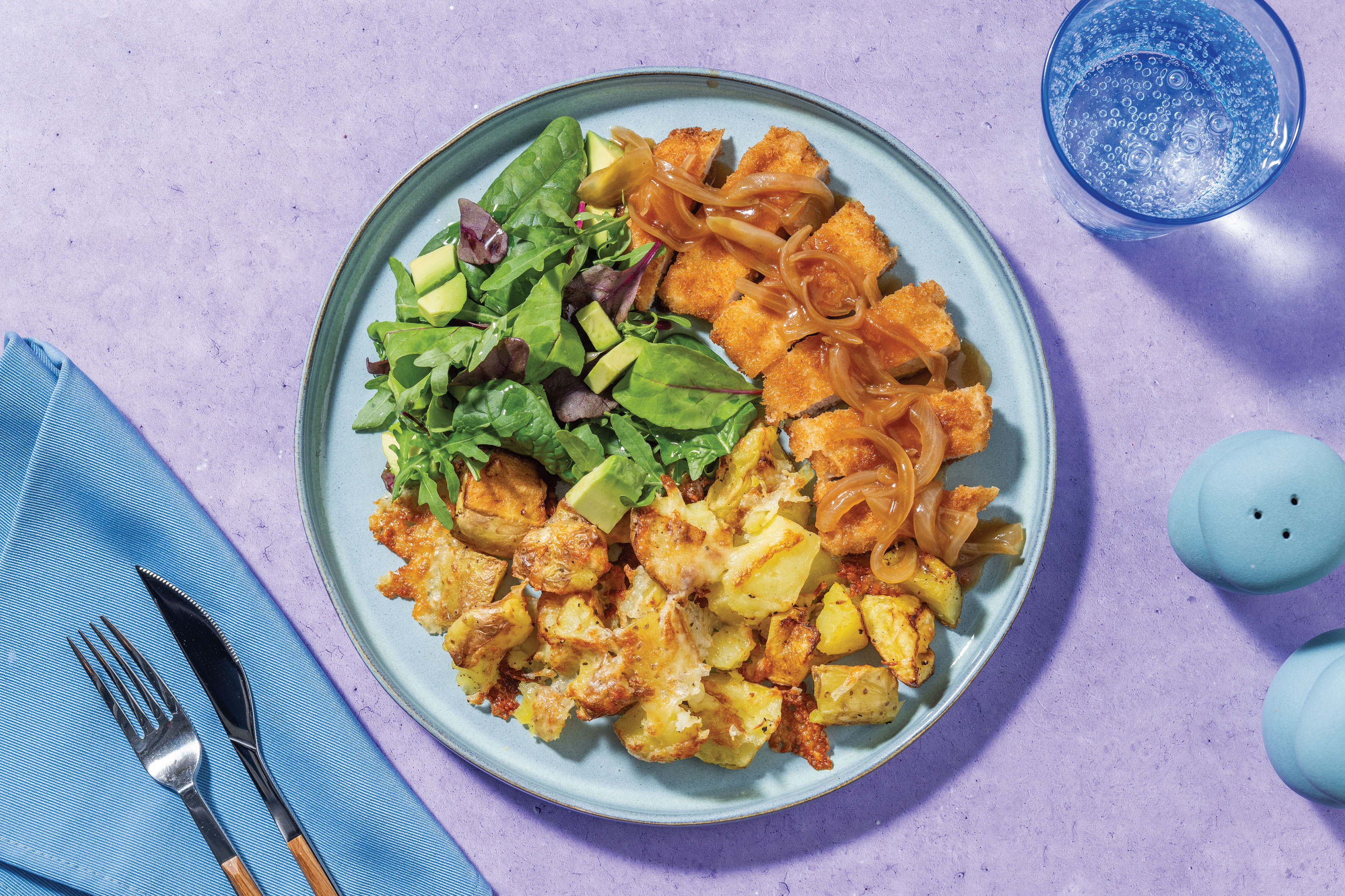 Chicken Schnitzel & Smoked Cheddar Potatoes