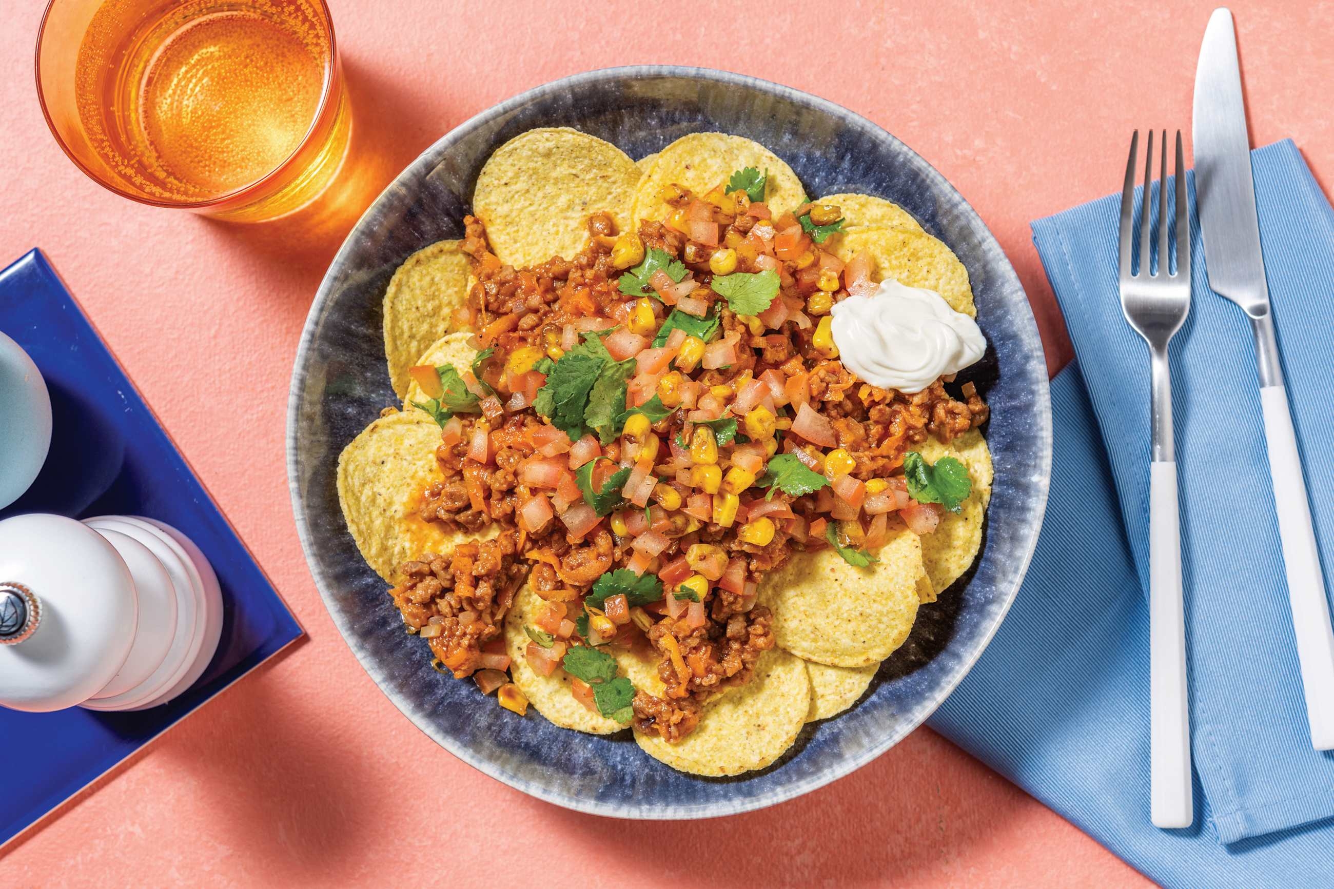 American Veggie Mince Chilli Nachos