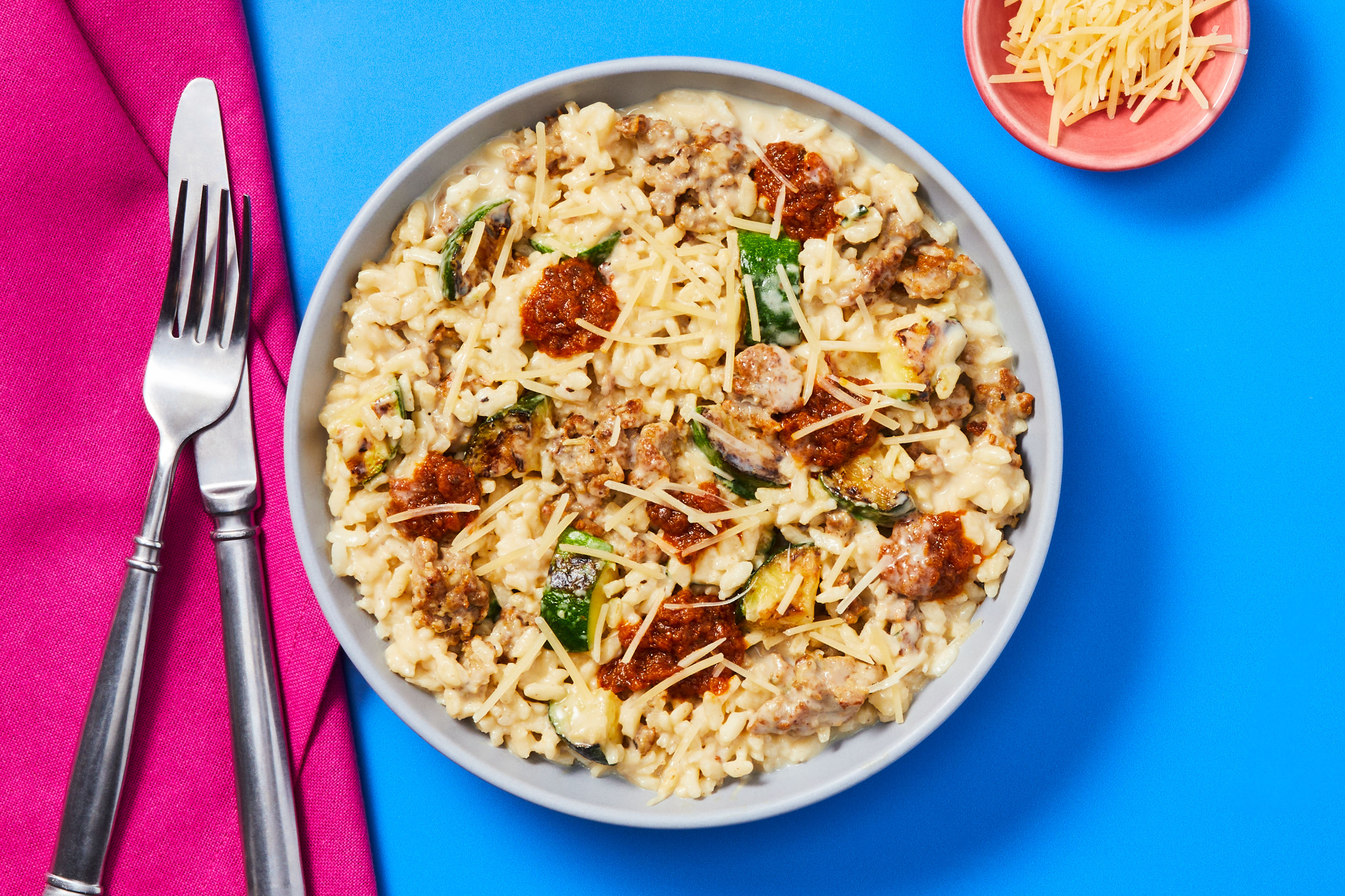 Creamy Zucchini & Pork Sausage Risotto