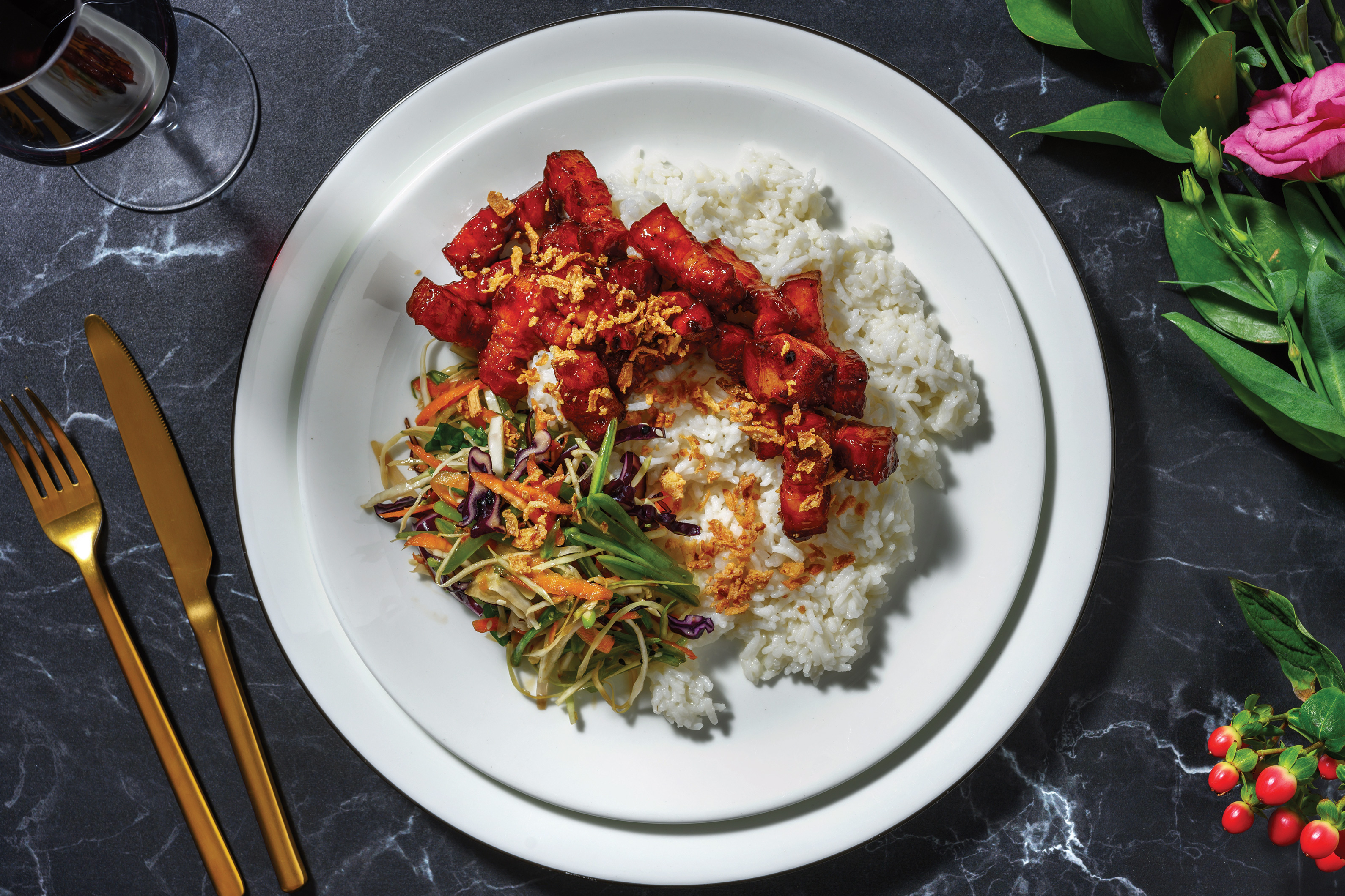 Sweet Chilli Pork Belly & Rainbow Slaw