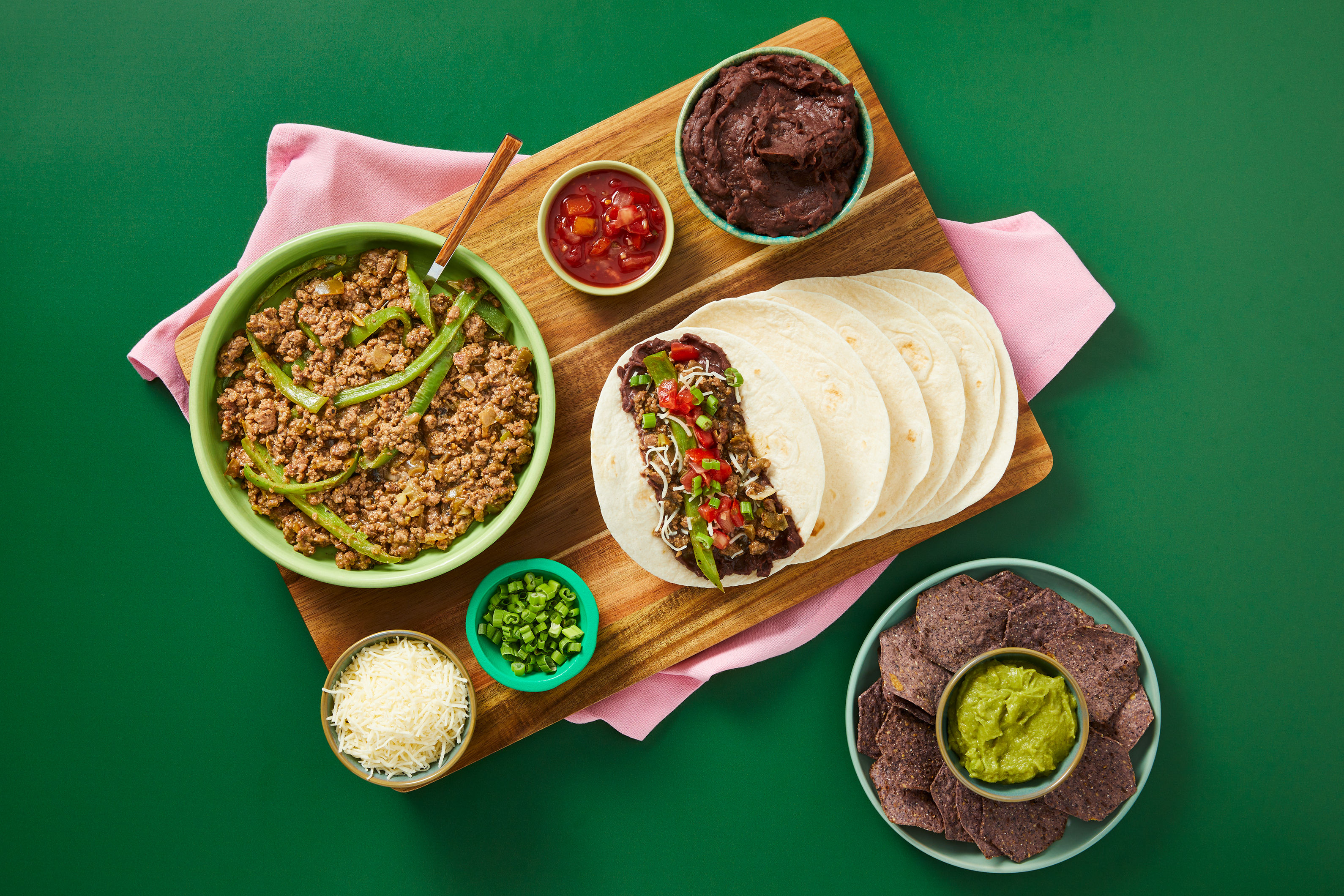 Spicy Green Salsa Beef Taco Bar