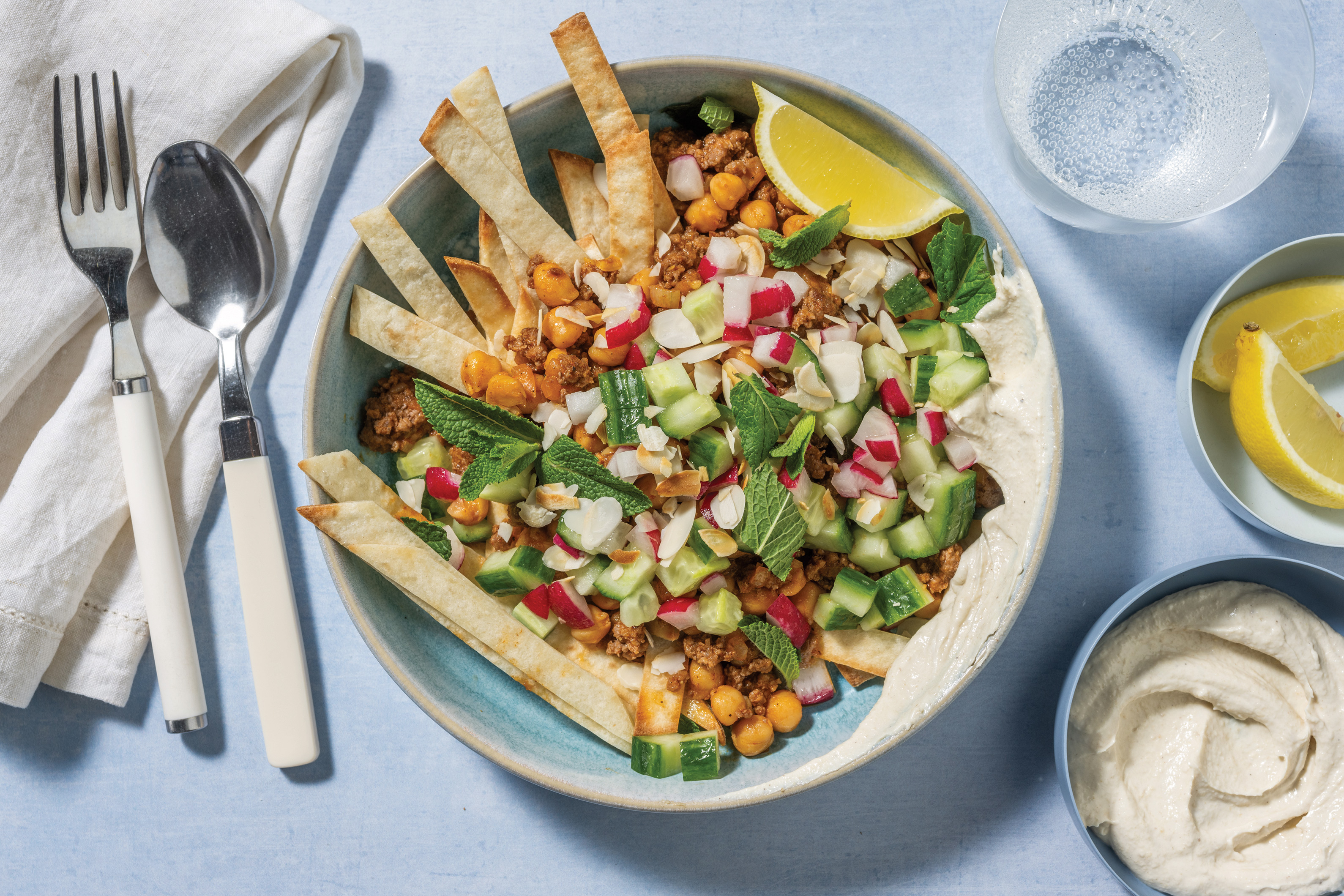 Quick Middle Eastern Beef, Feta & Chickpea Bowl 
