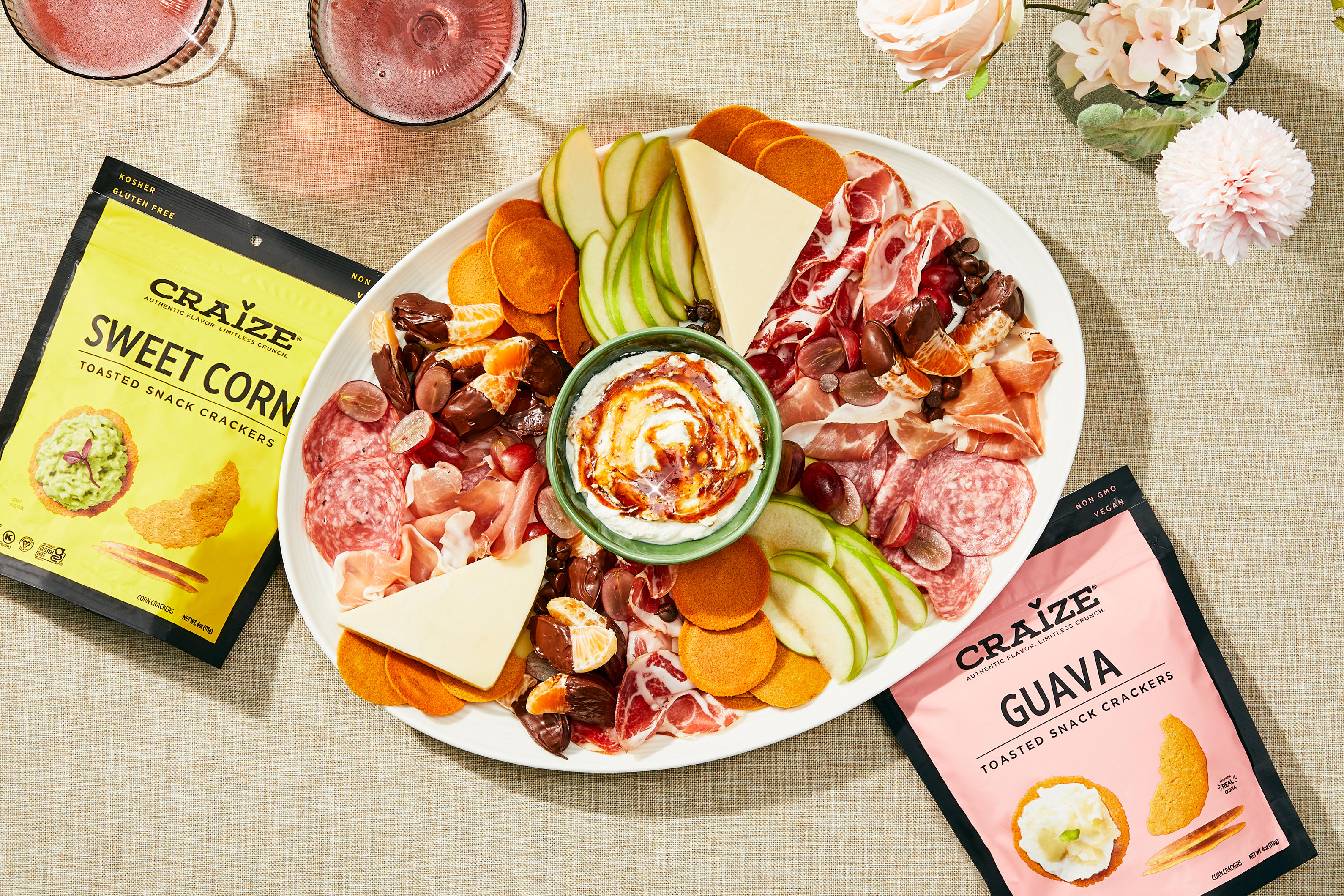 Valentine's Sweet & Savory Craize Cracker Board with Oranges