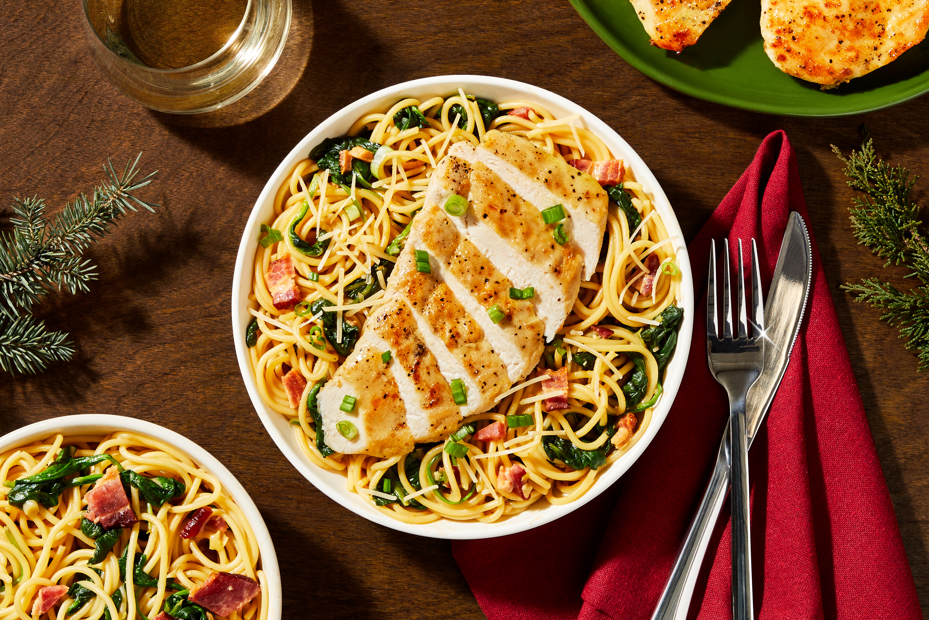 Spicy Miso Spaghetti with Seared Chicken