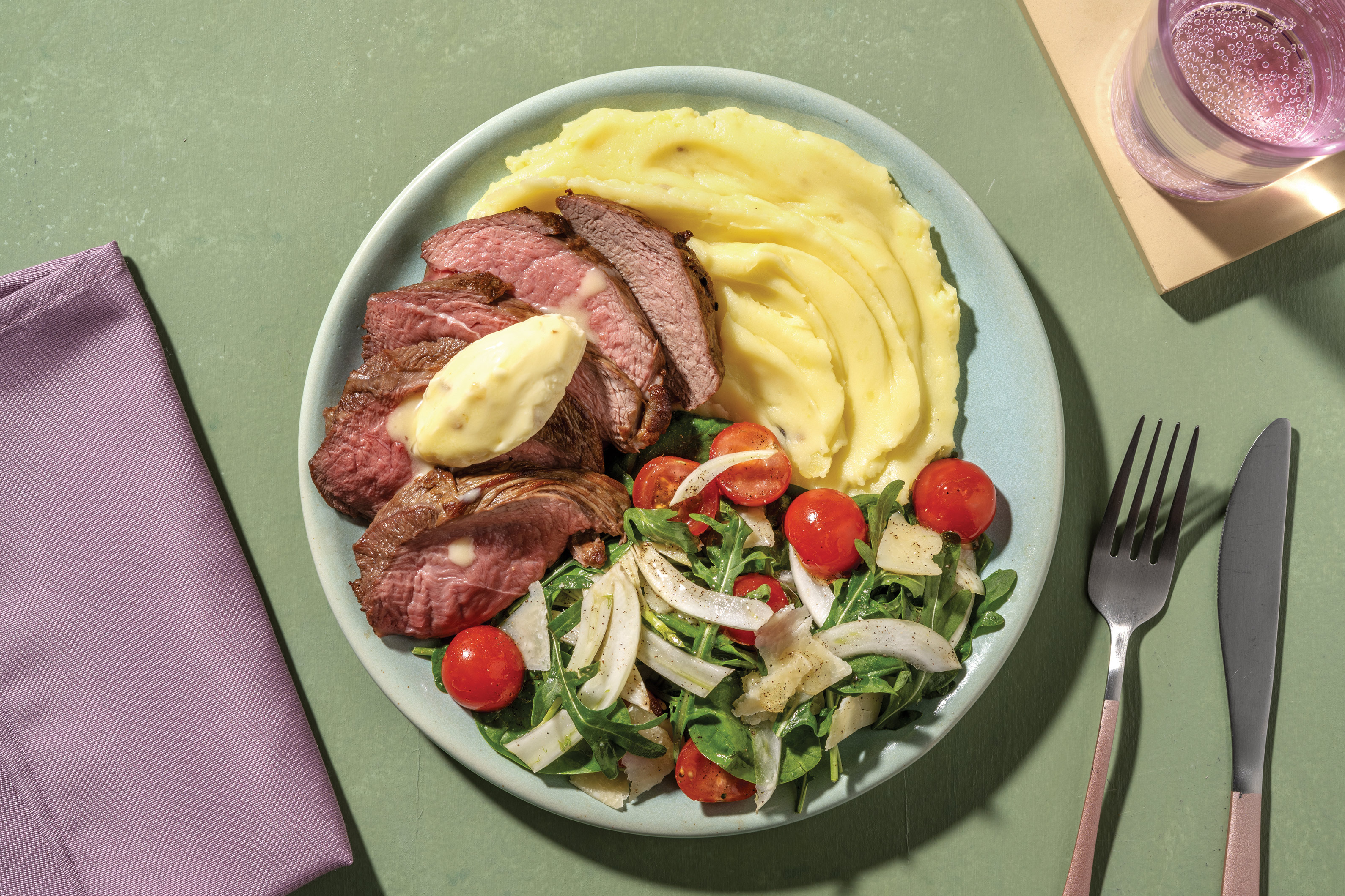 Double Beef Rump & Rocket-Cherry Tomato Salad