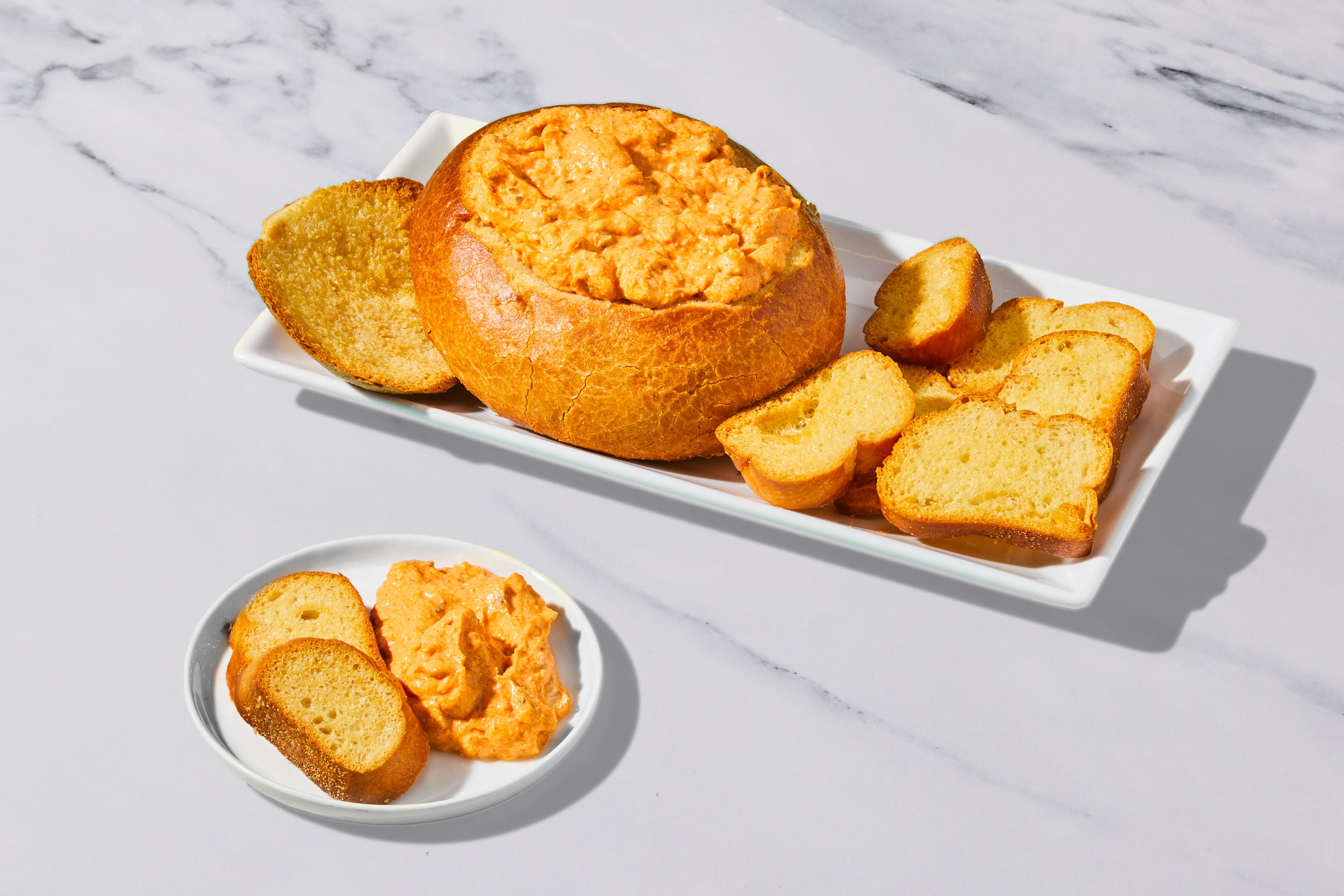 Buffalo Chicken Dip in a Bread Bowl