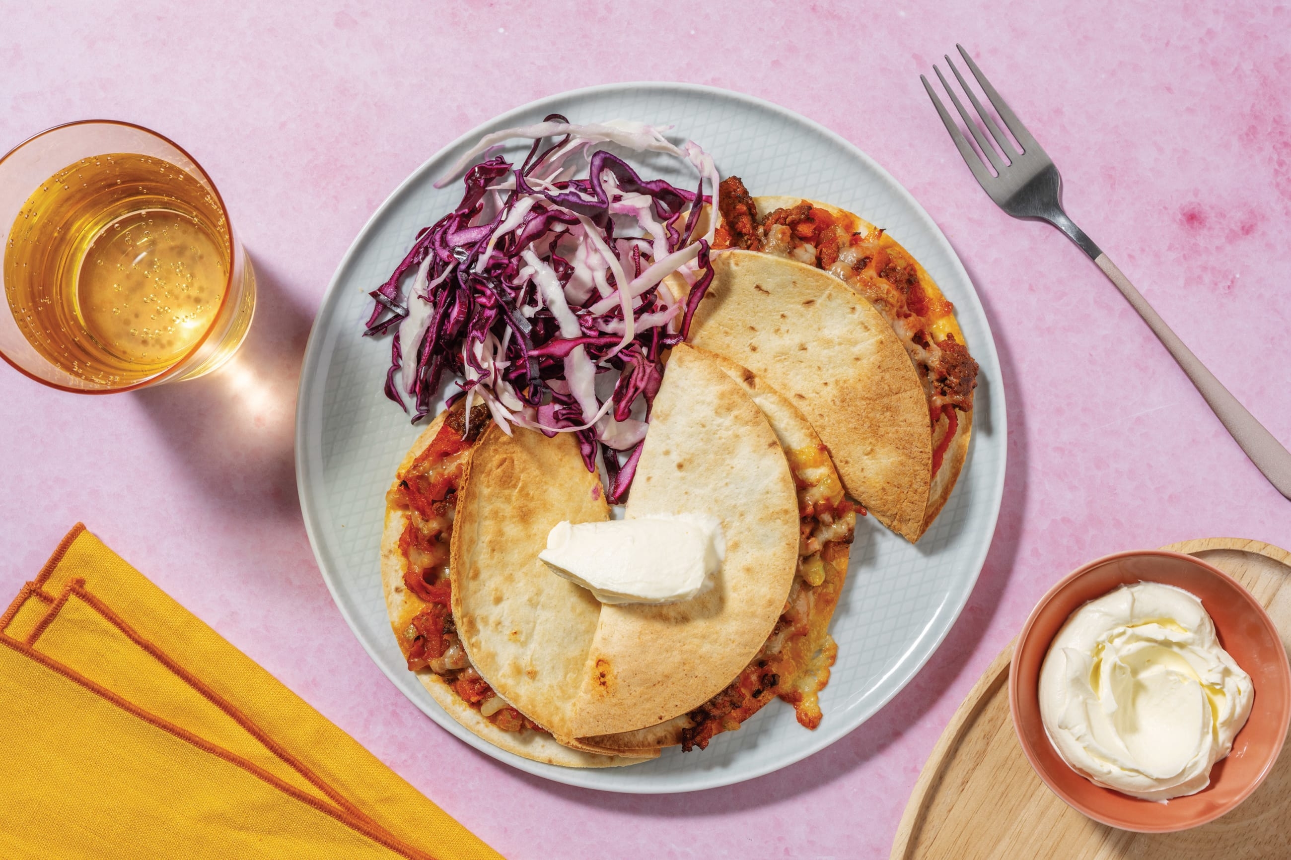 Cheesy Plant-Based Mince Quesadillas