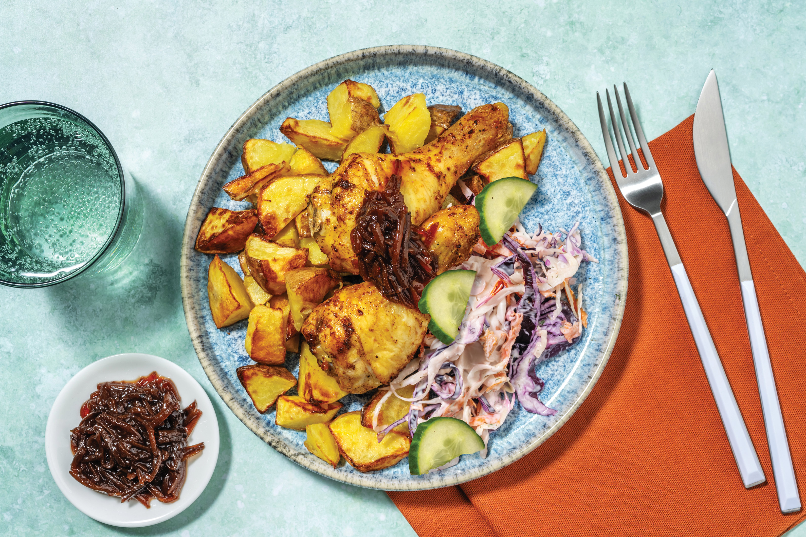 Spiced Chicken Drumsticks & Roast Potatoes