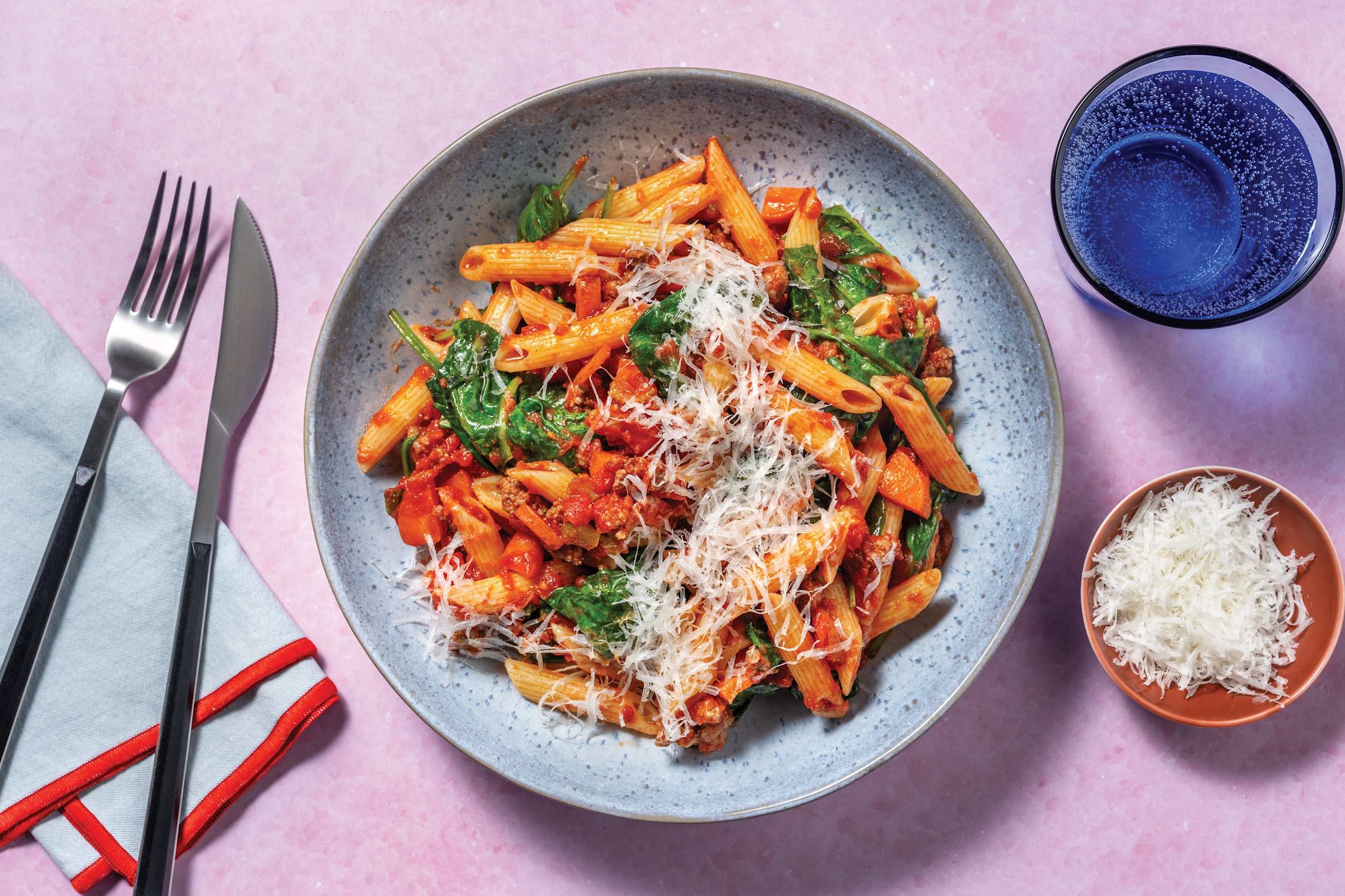 Tomato & Herb Plant-Based Mince Penne Alla Bolognese