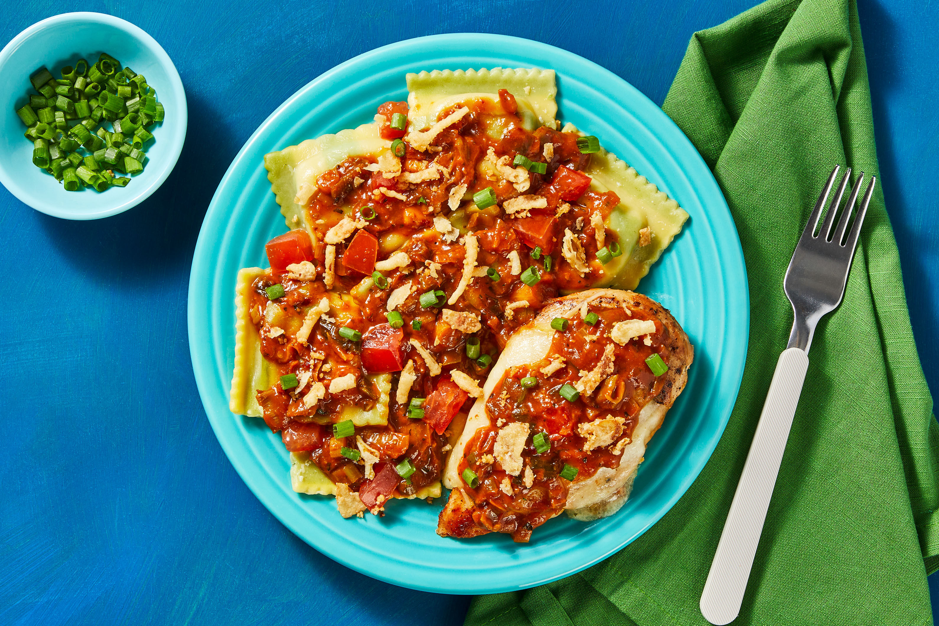 Chicken Parmigiana with Spinach-Ricotta Ravioli