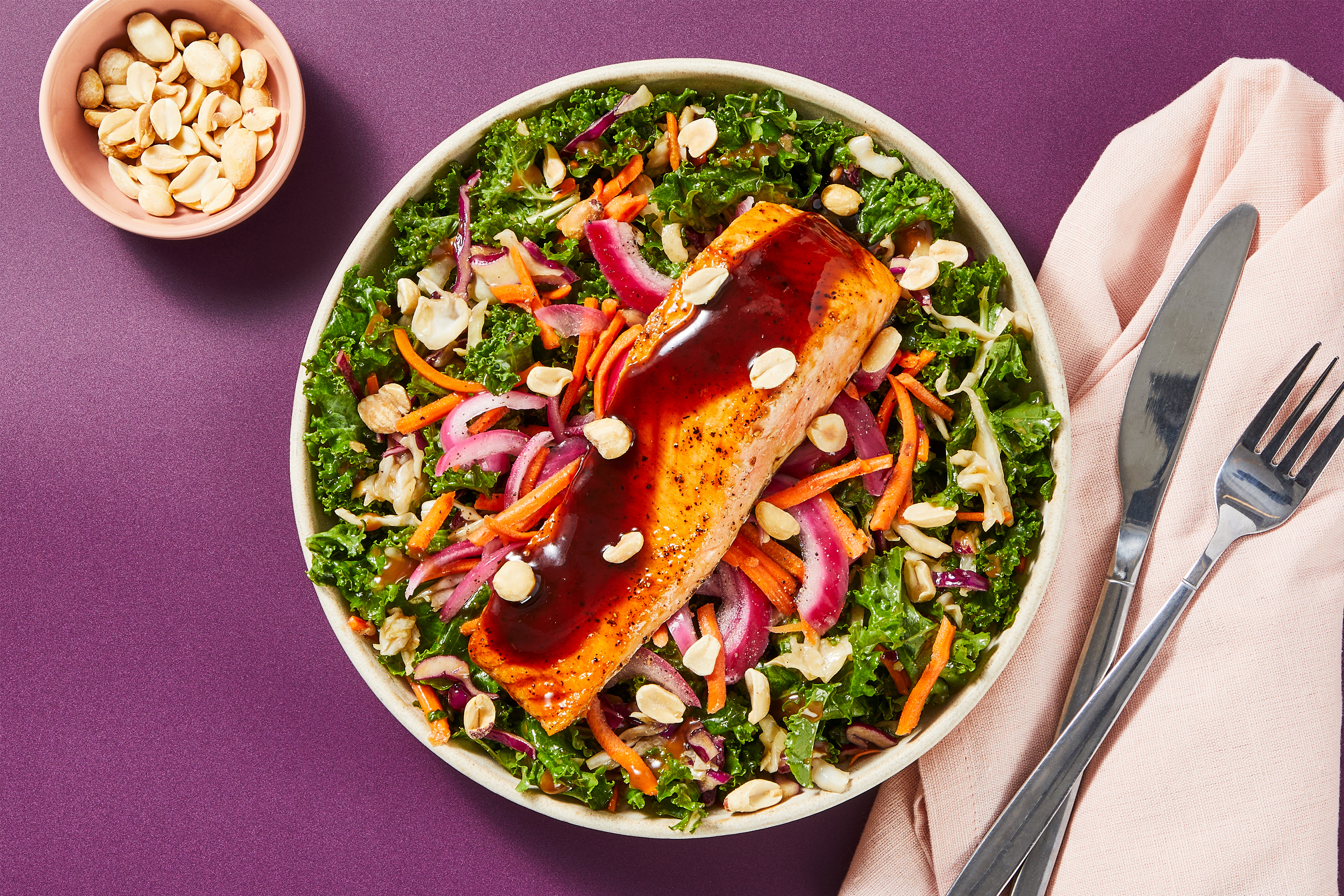 Sweet Soy-Glazed Salmon & Kale Salad