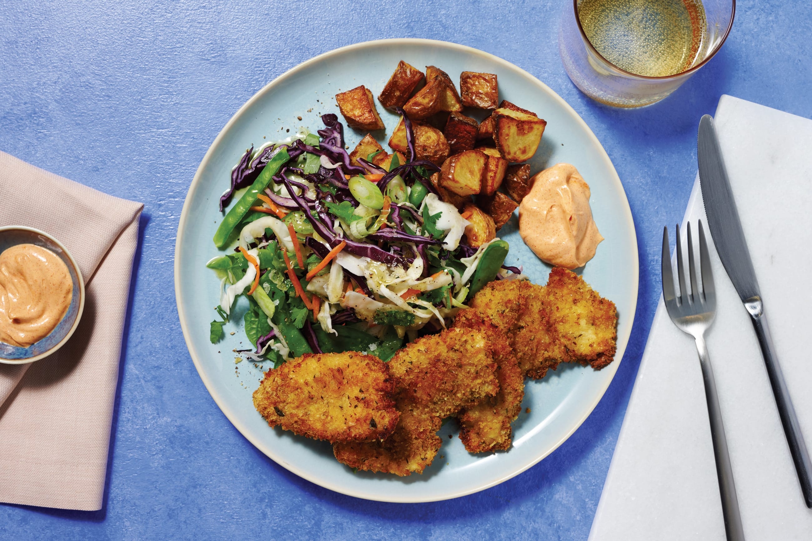Double Louisiana Crumbed Chicken & Roast Potato