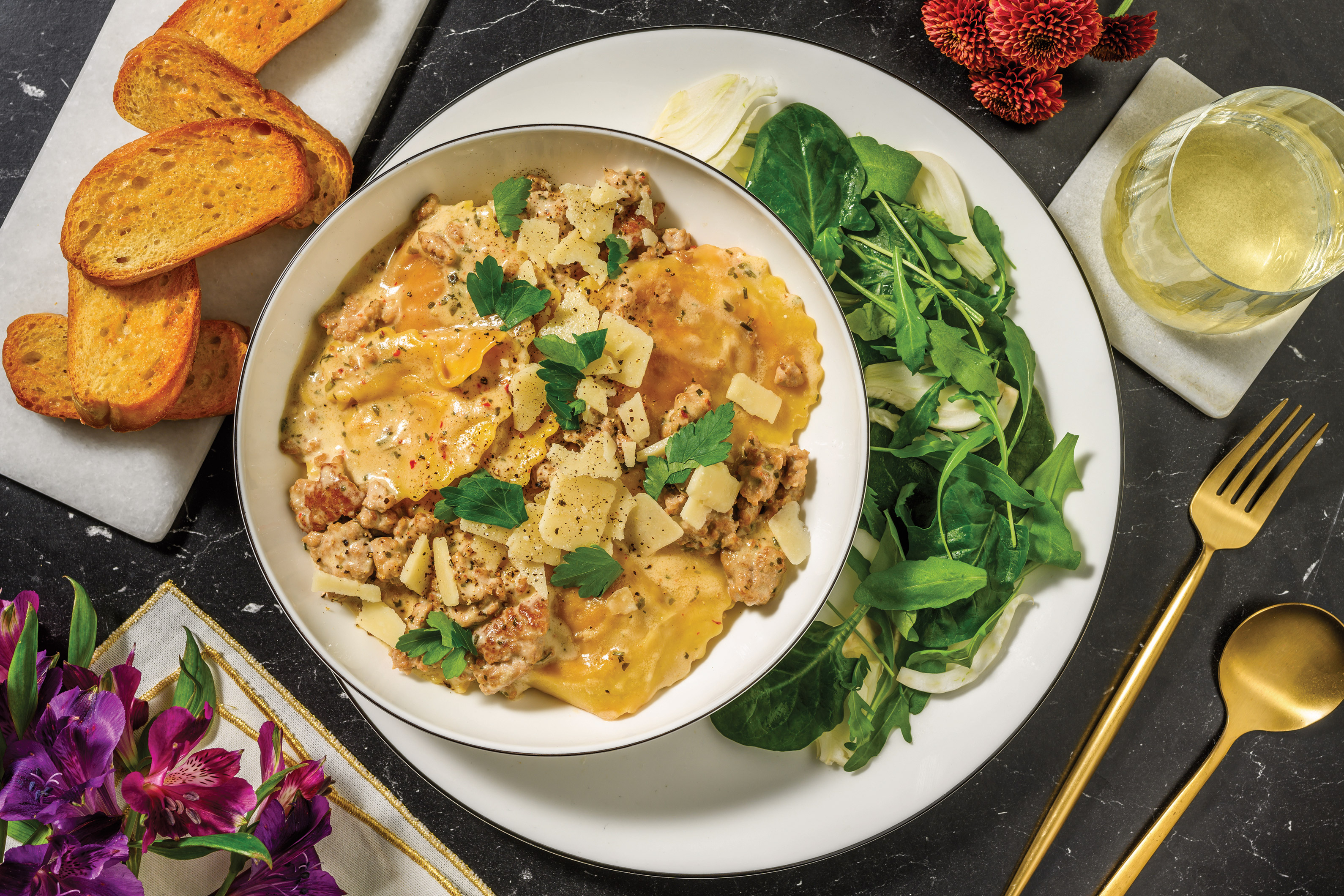 Creamy Pork & Roast Pumpkin Ravioli