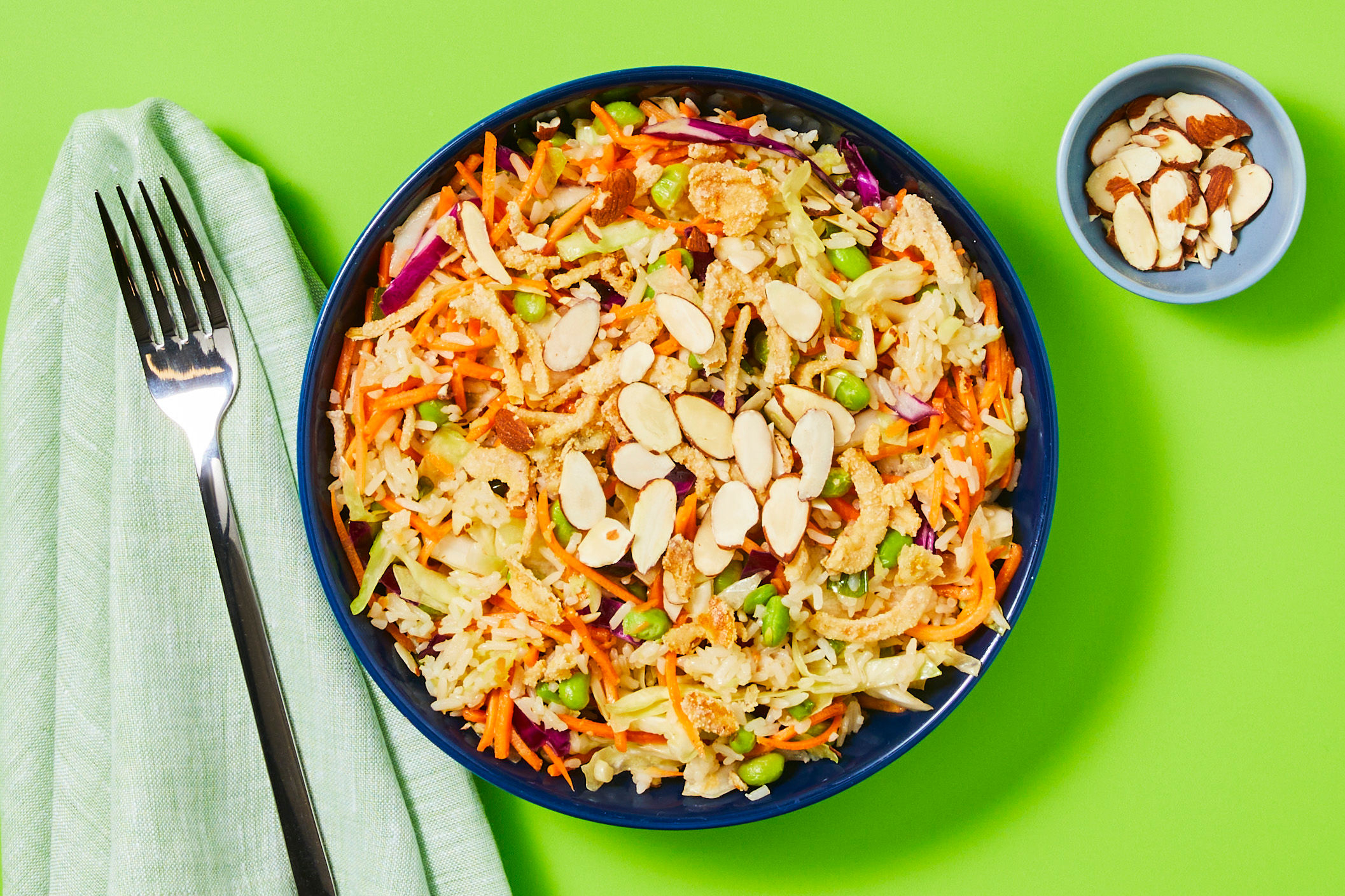 Sesame-Ginger Edamame & Cabbage Rice Salad