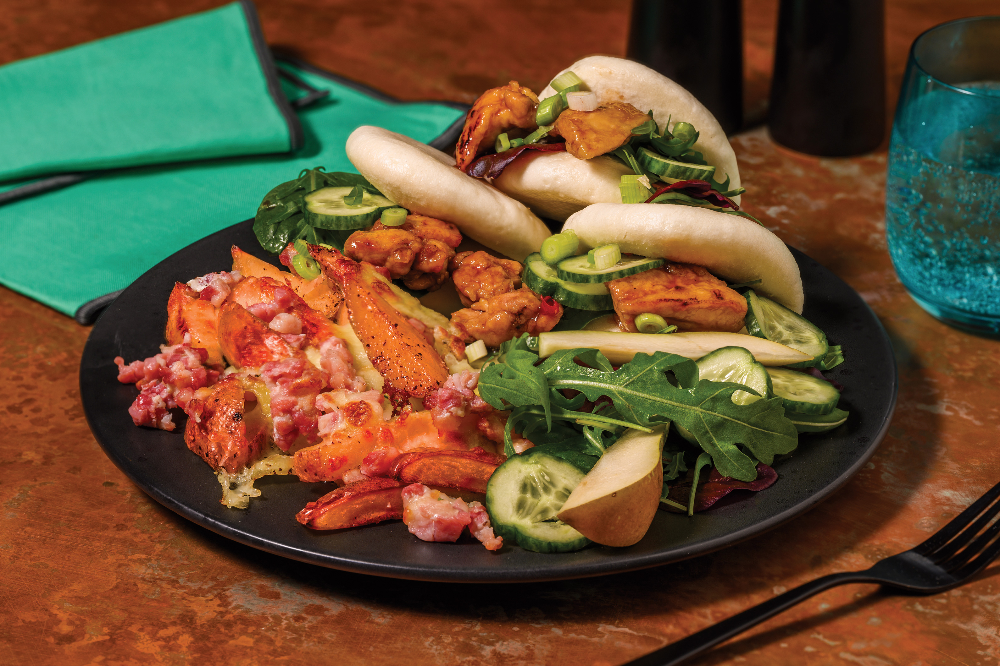 Korean Garlic Soy Fried Chicken Bao Buns