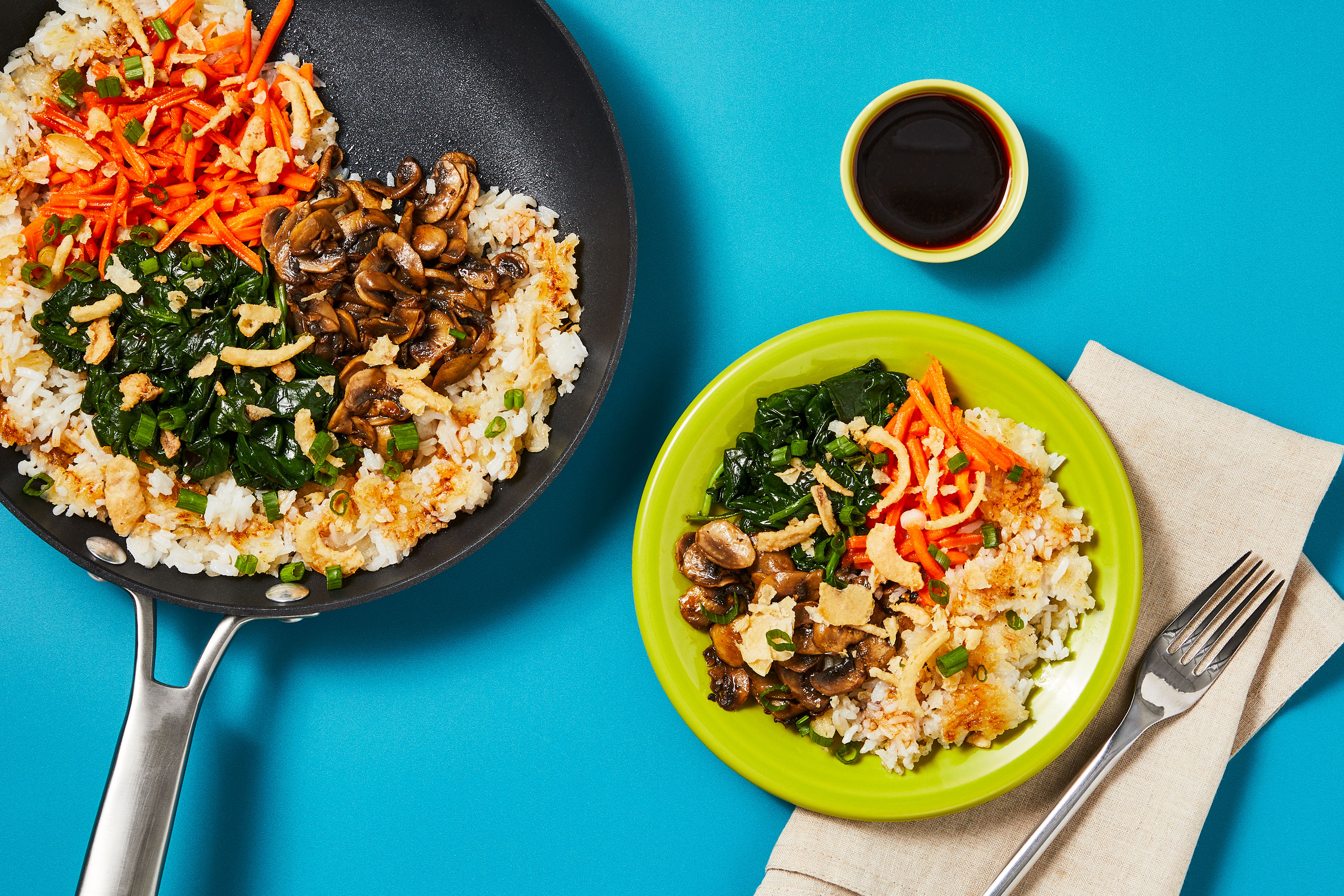 Chicken, Mushroom & Spinach Bibimbap