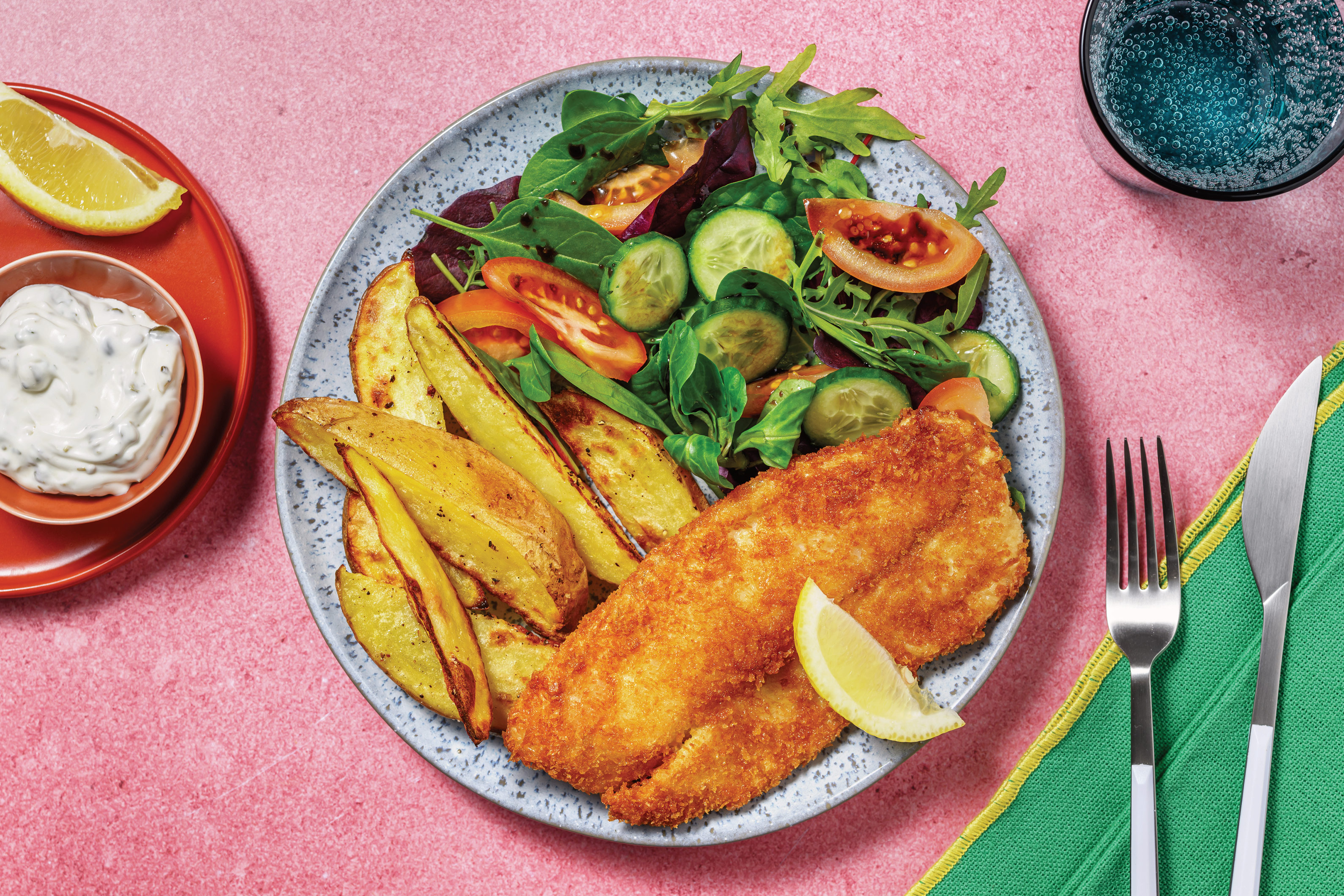 Easy Crumbed Basa & Crispy Wedges