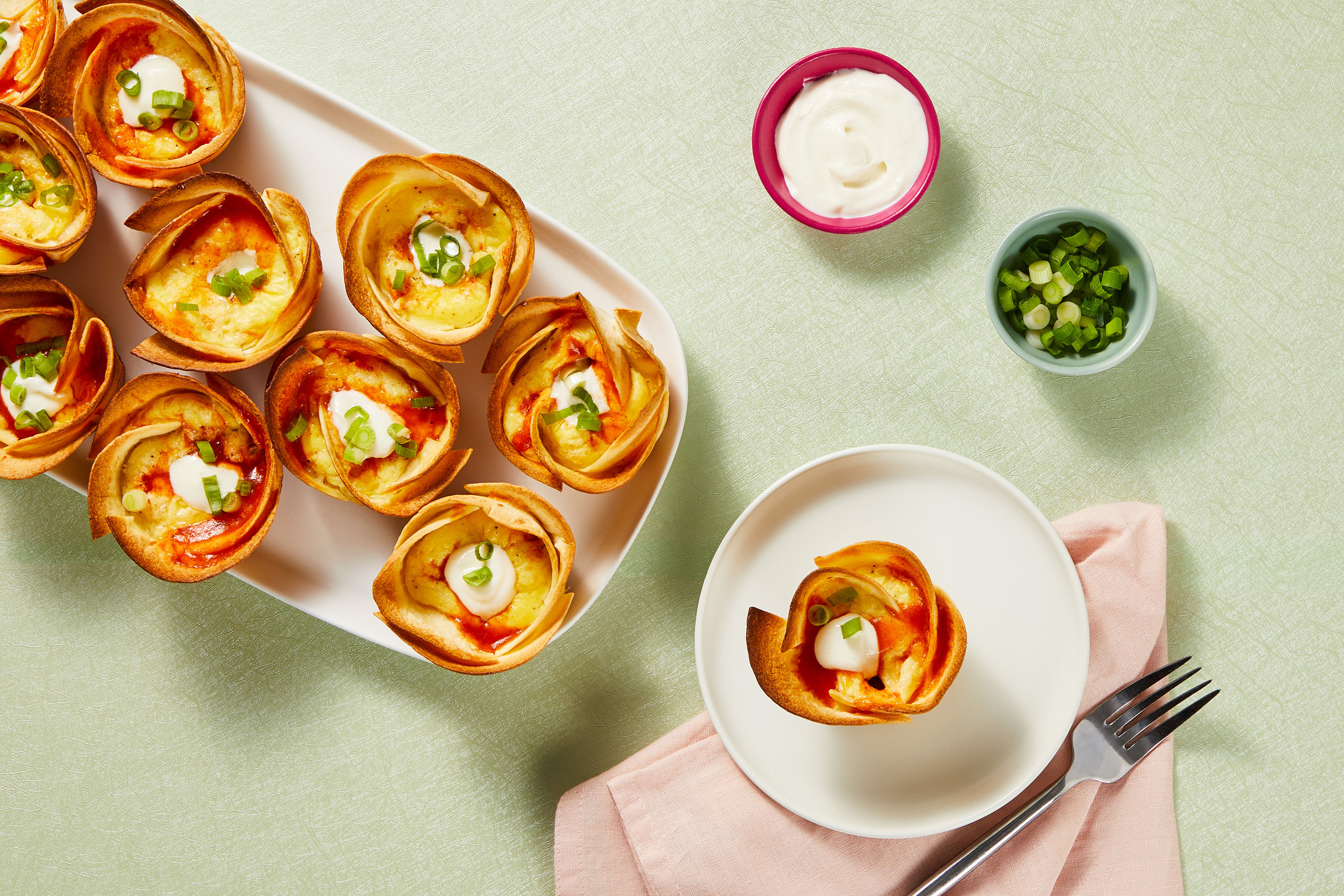 Make-Ahead Cheesy Egg Tostada Bites