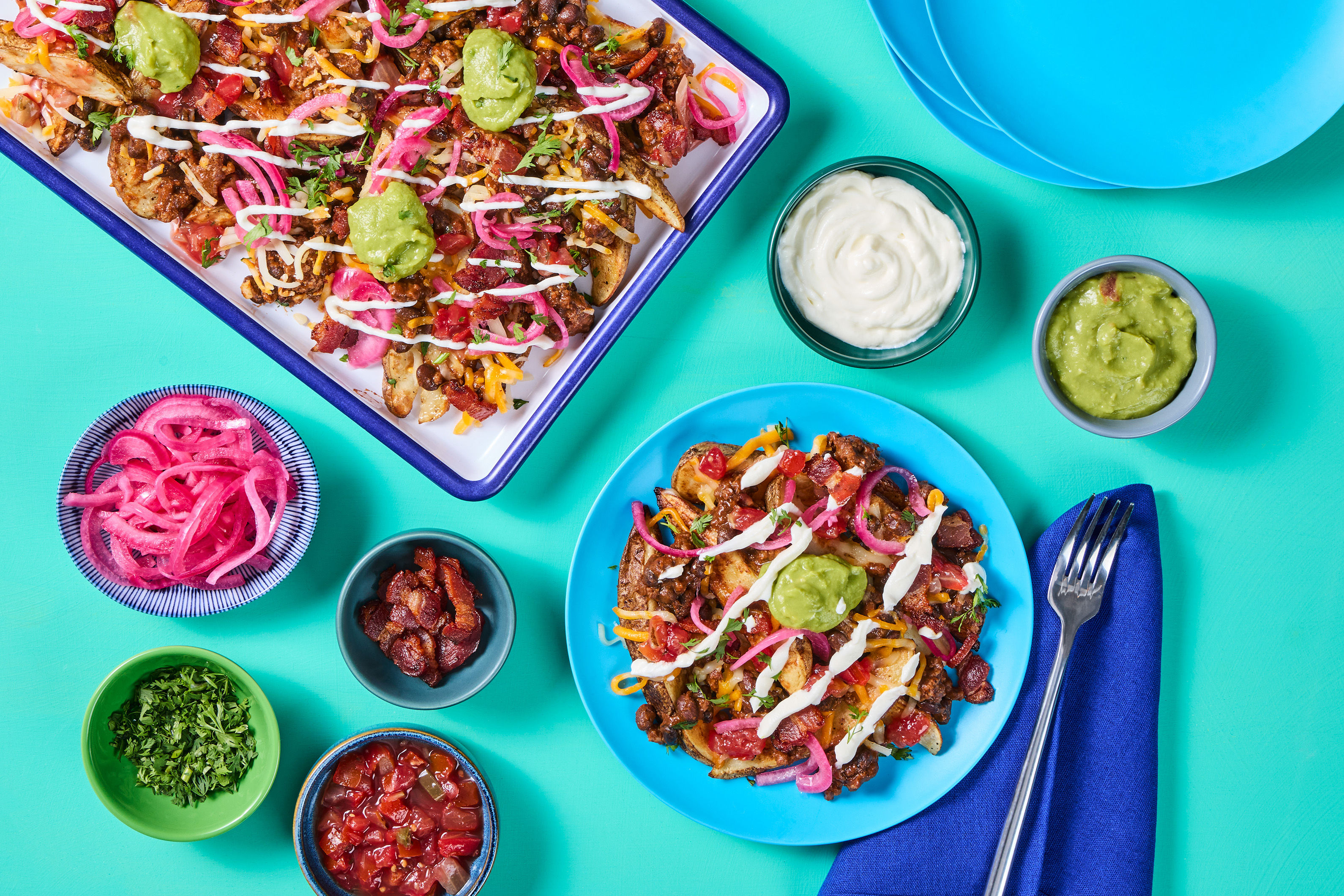 Fully Loaded Chili & Bacon Potato Nachos