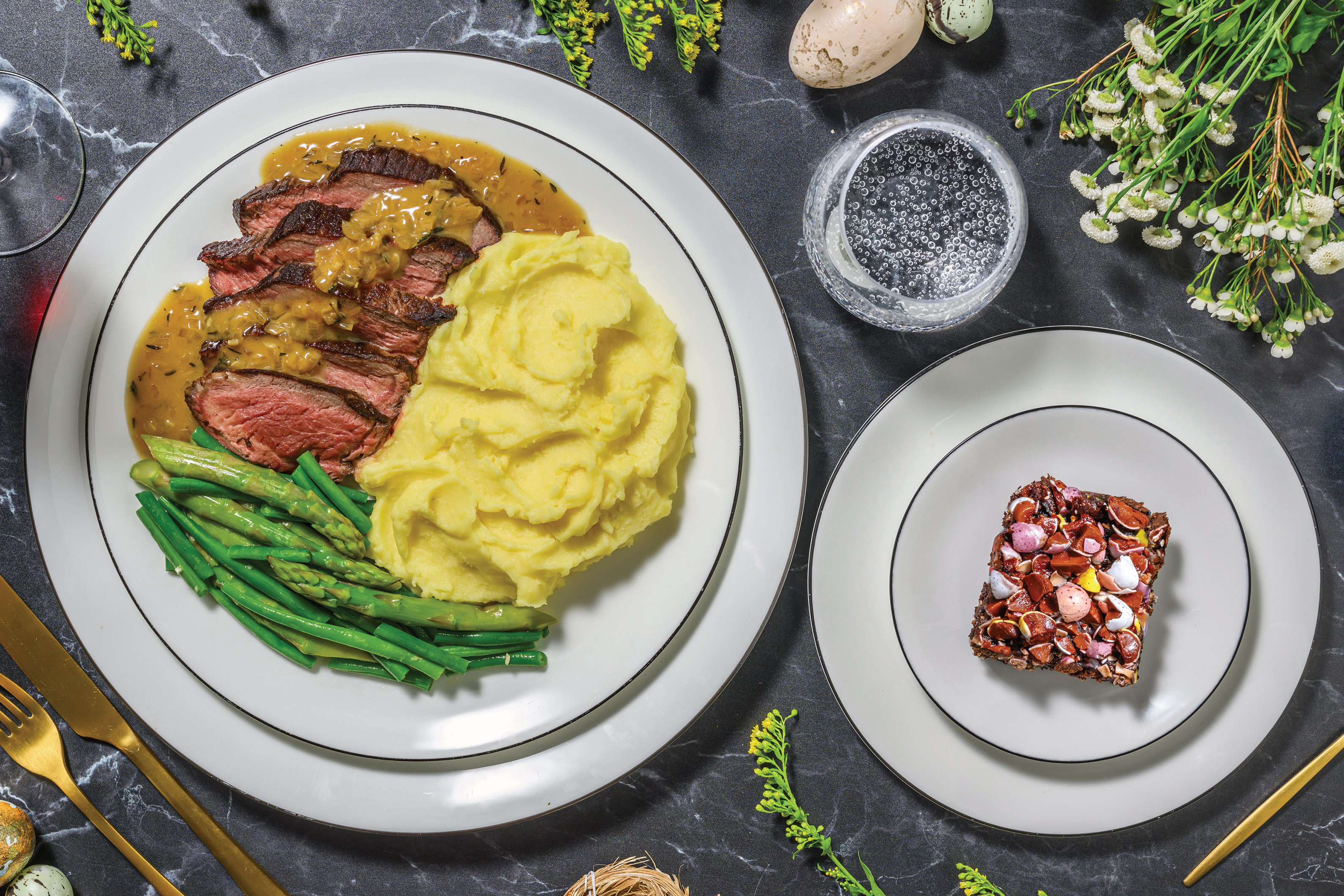 Premium Sirloin Steak & Thyme Butter Sauce for Dinner