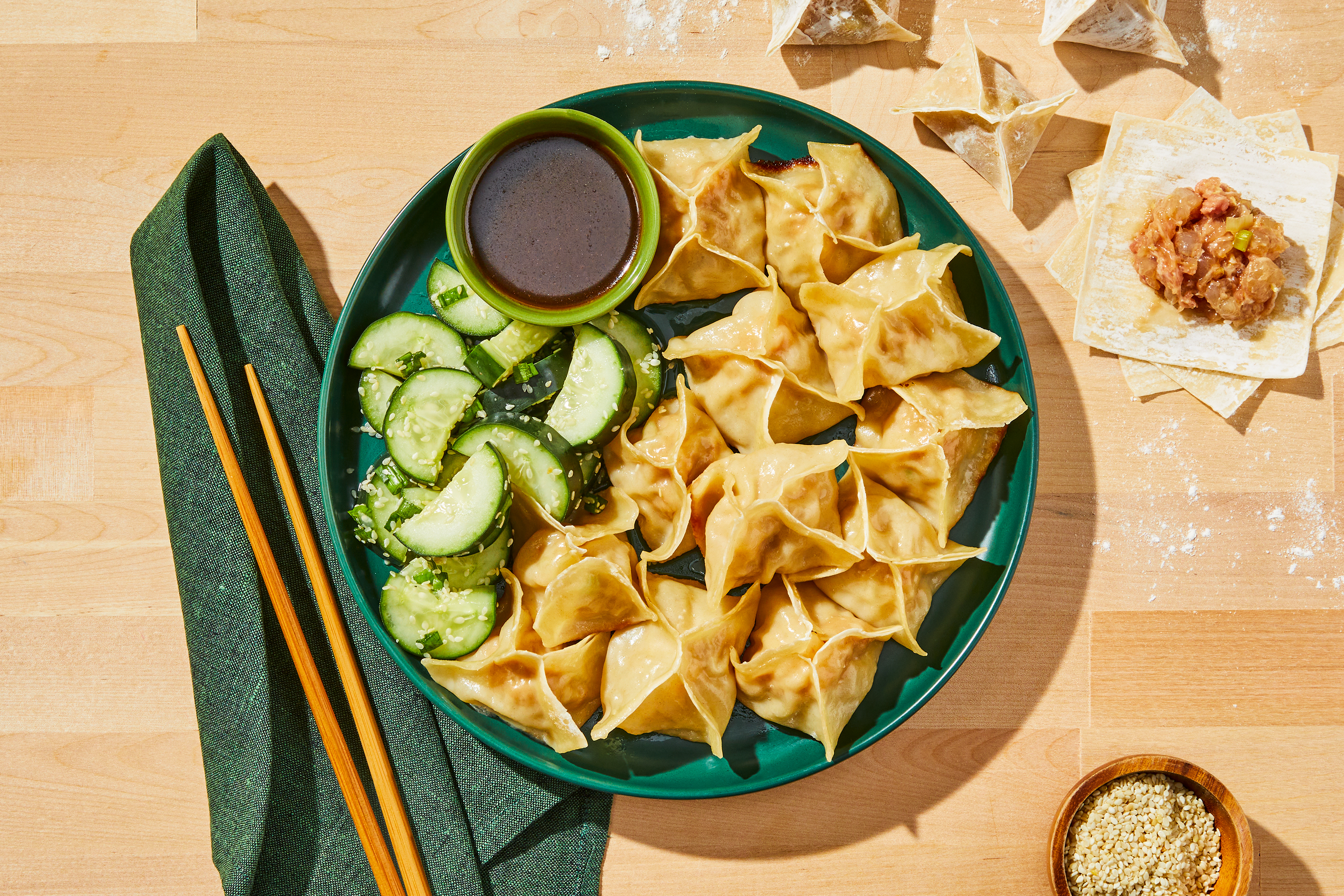Handmade Soy-Ginger Pork & Shrimp Wontons