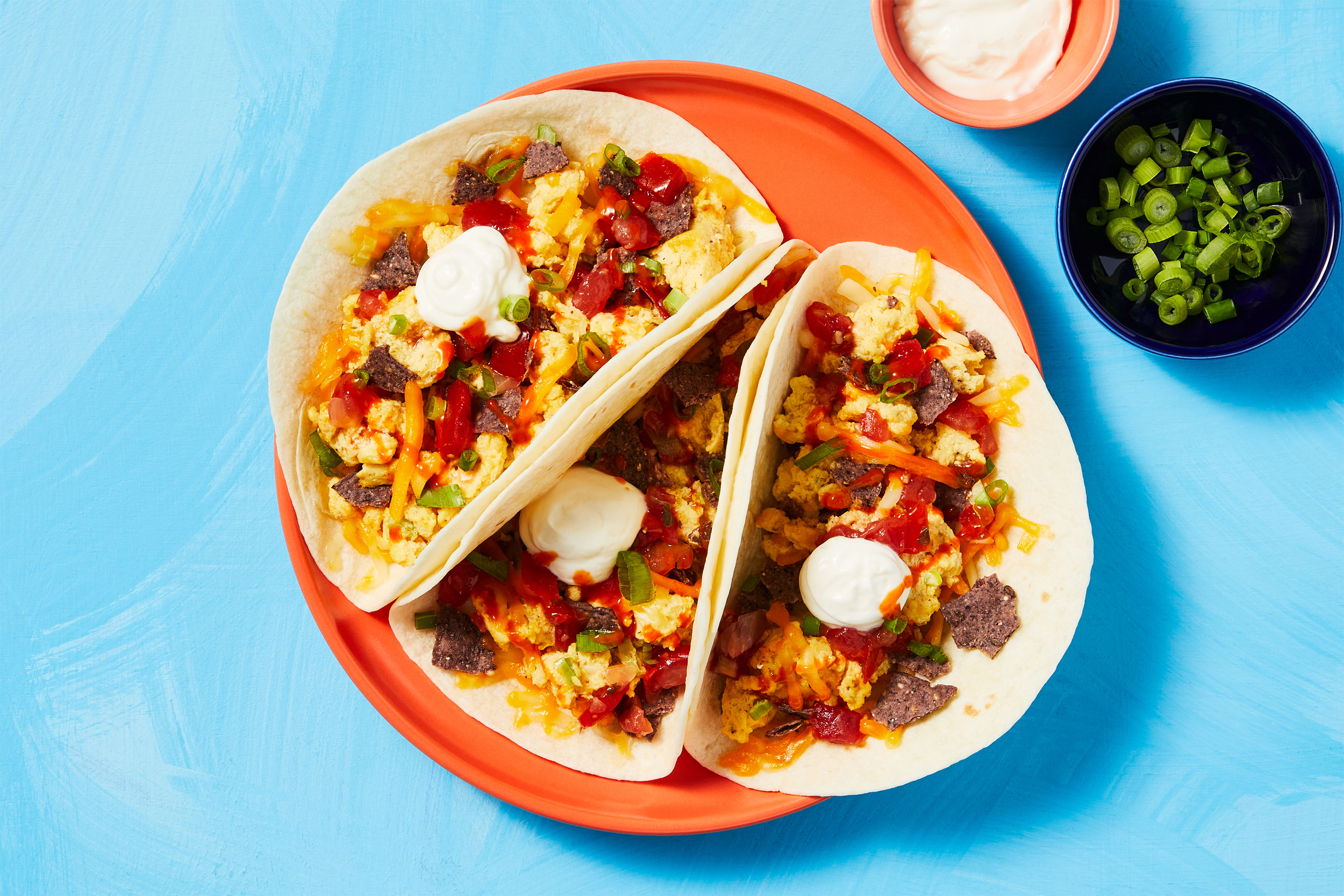 Quick & Cheesy Scrambled Egg Migas Tacos