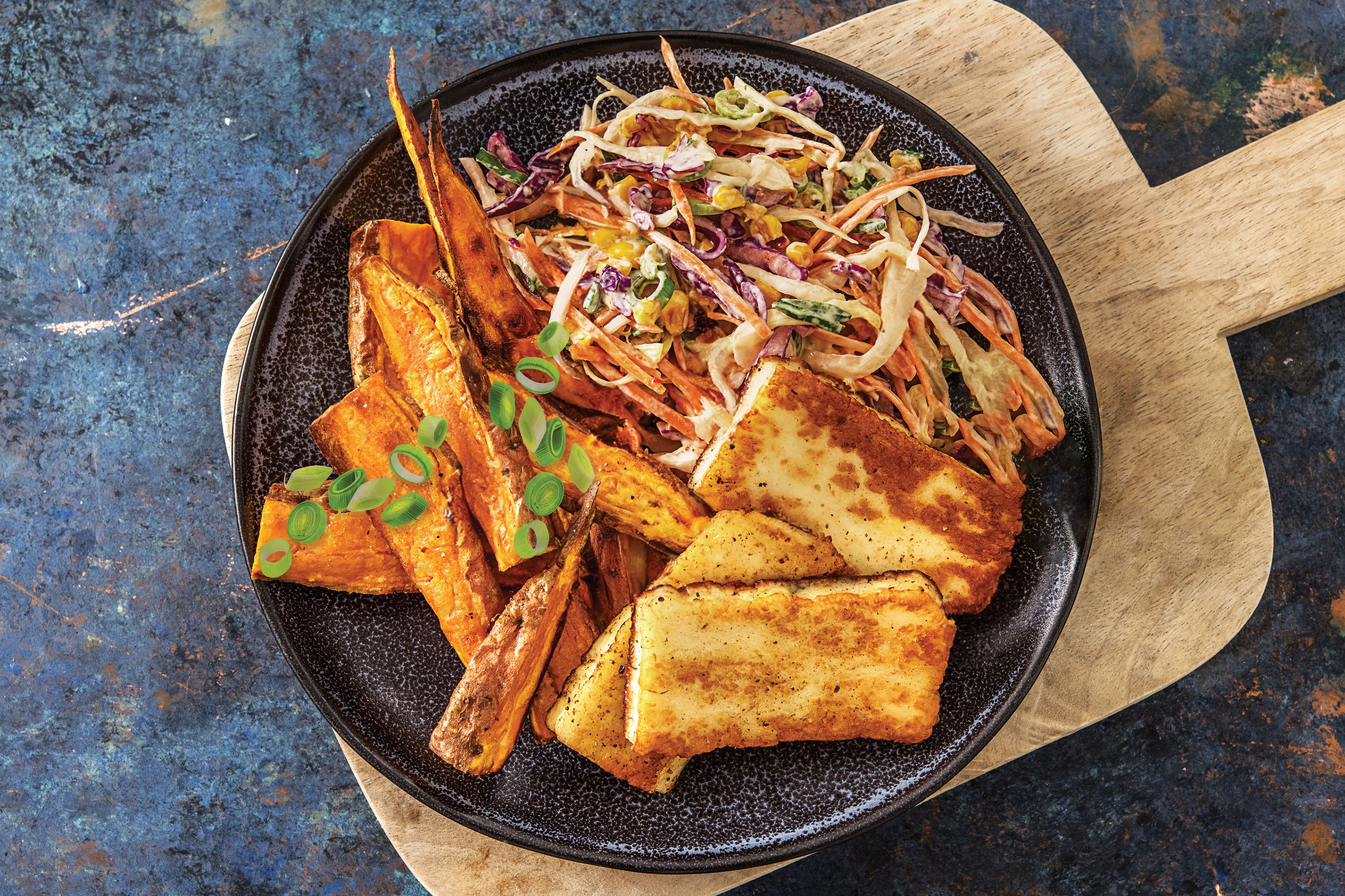 Pan-Fried Honey Garlic Chicken & Haloumi