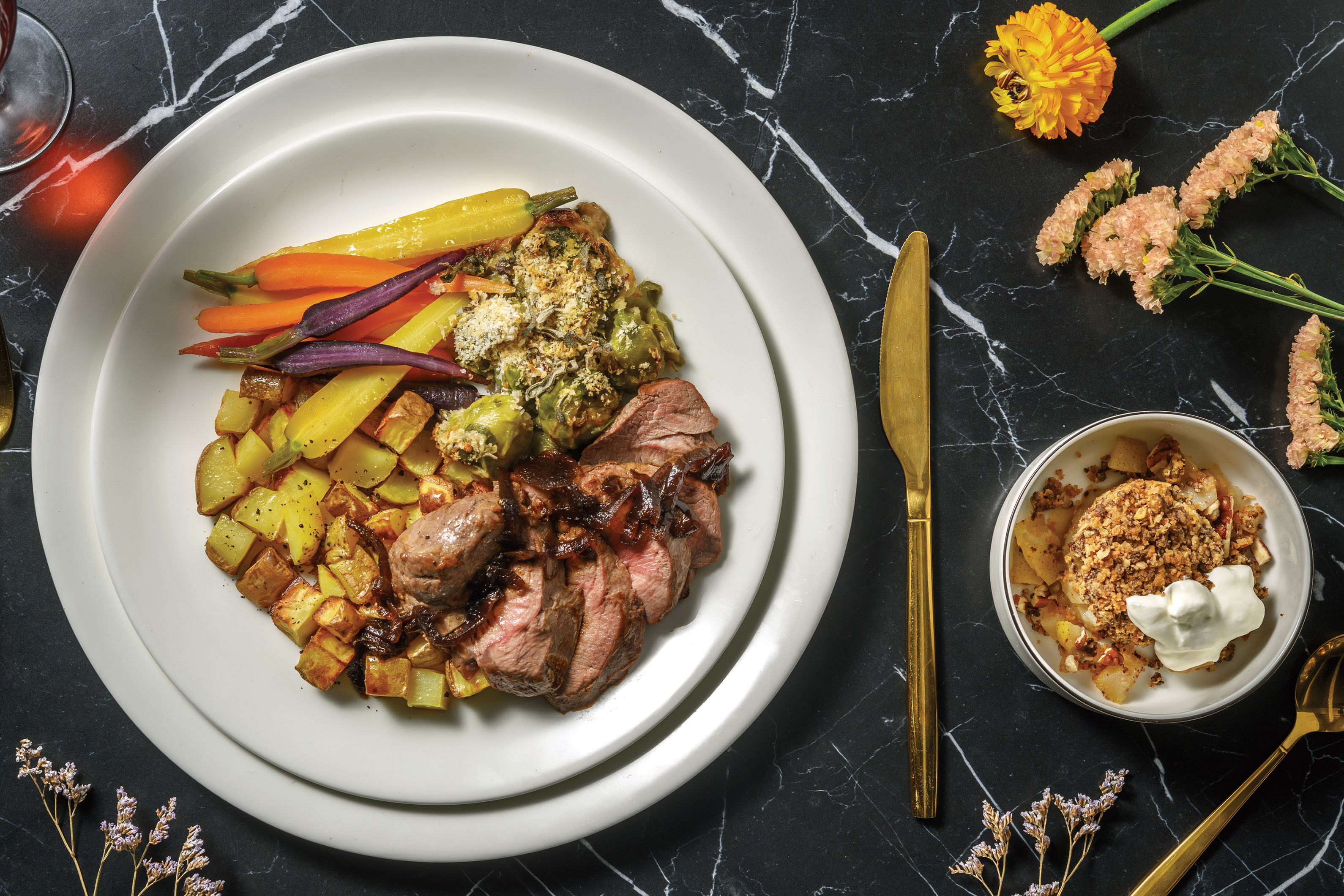 Lamb Shortloin & Brussels Sprout Crumble for Dinner