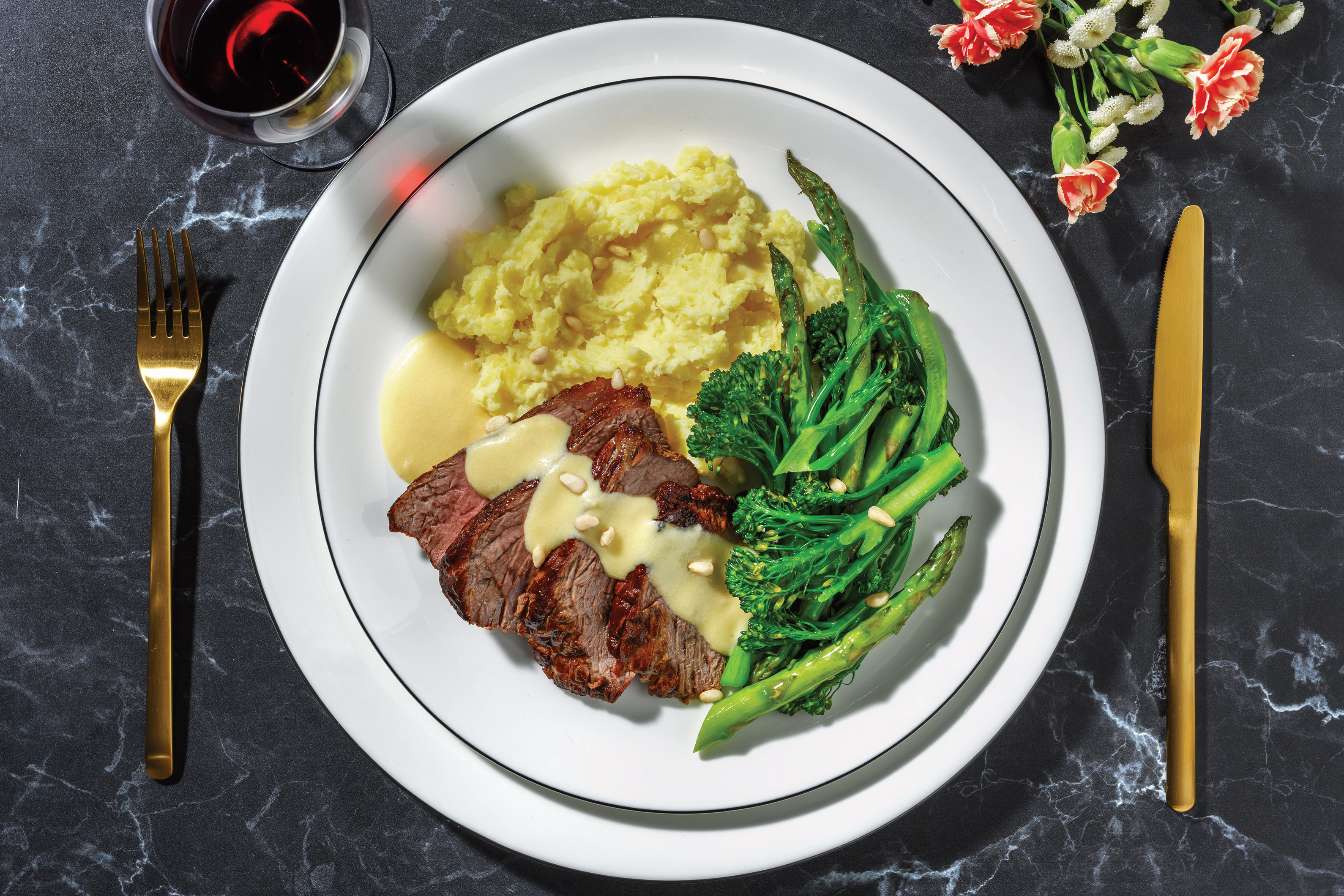 Sticky Beef Brisket & Creamy Garlic Sauce