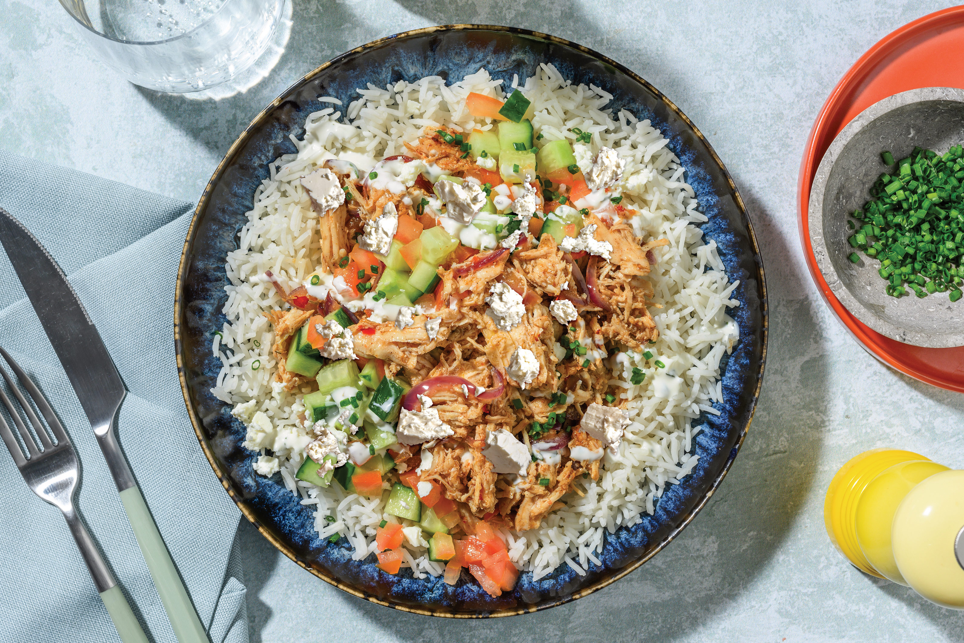 Peri-Peri Double Pulled Chicken & Fetta Rice Bowl