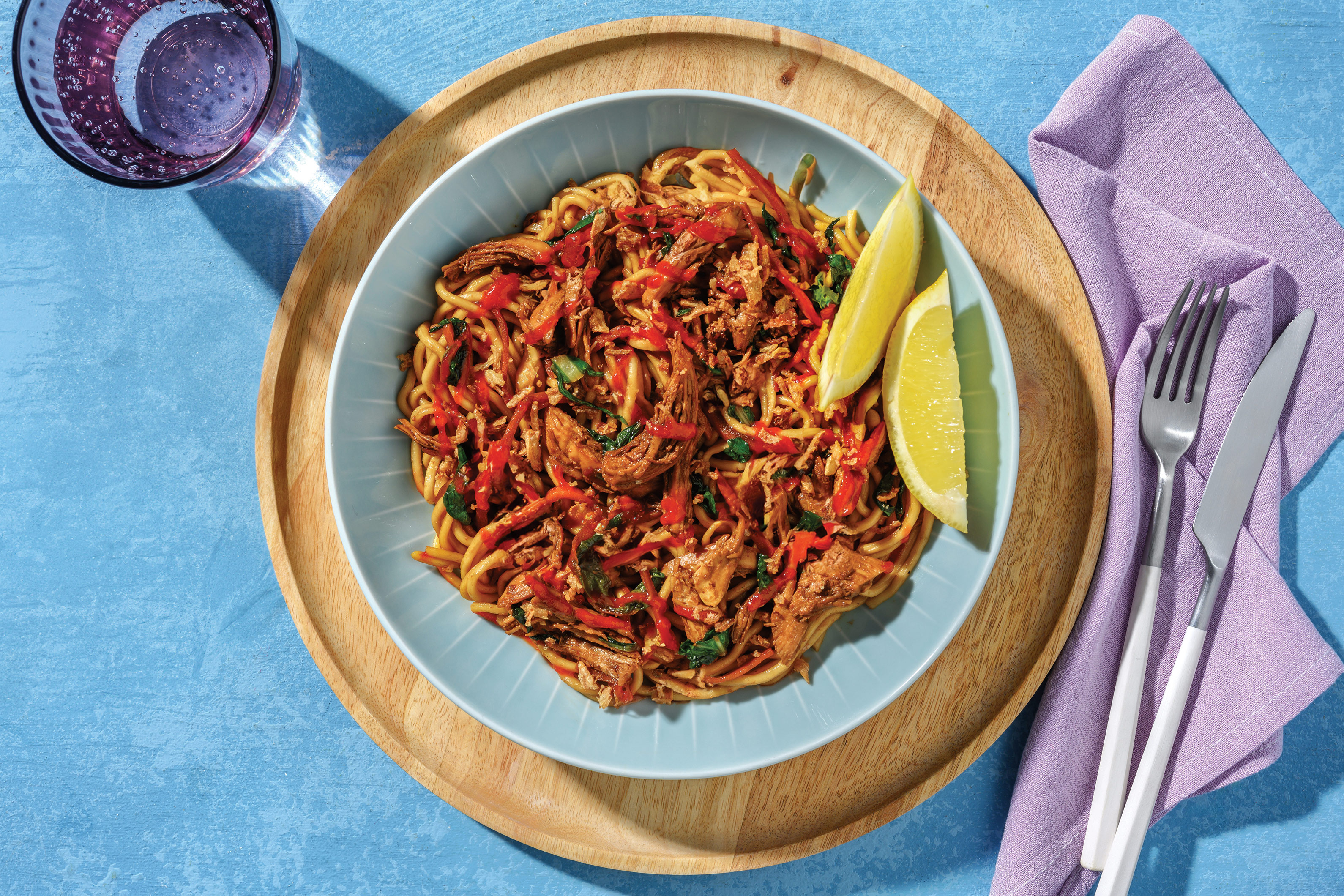 Quick Singaporean Chicken Noodle Stir-Fry