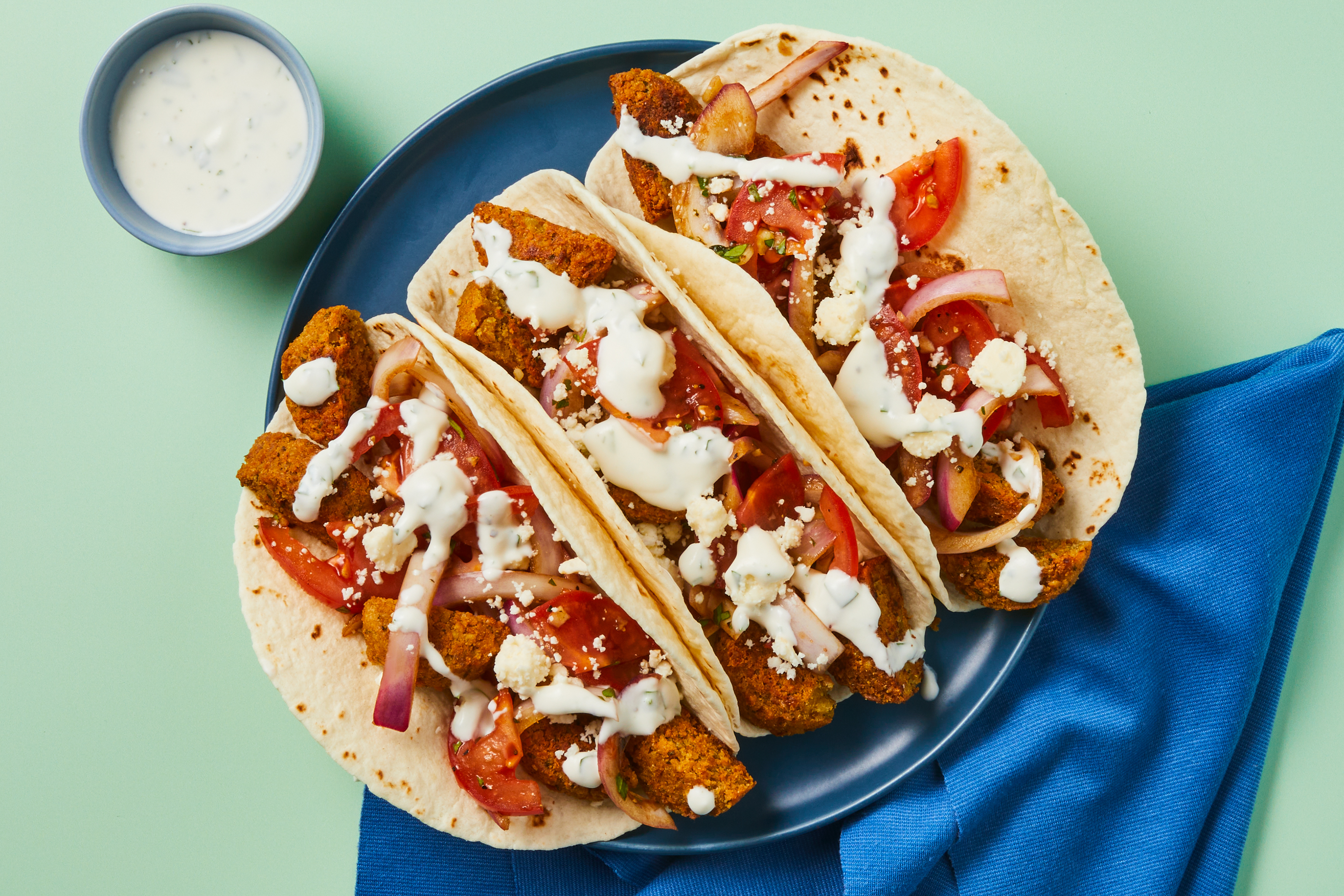 Crispy Falafel & Feta Tacos
