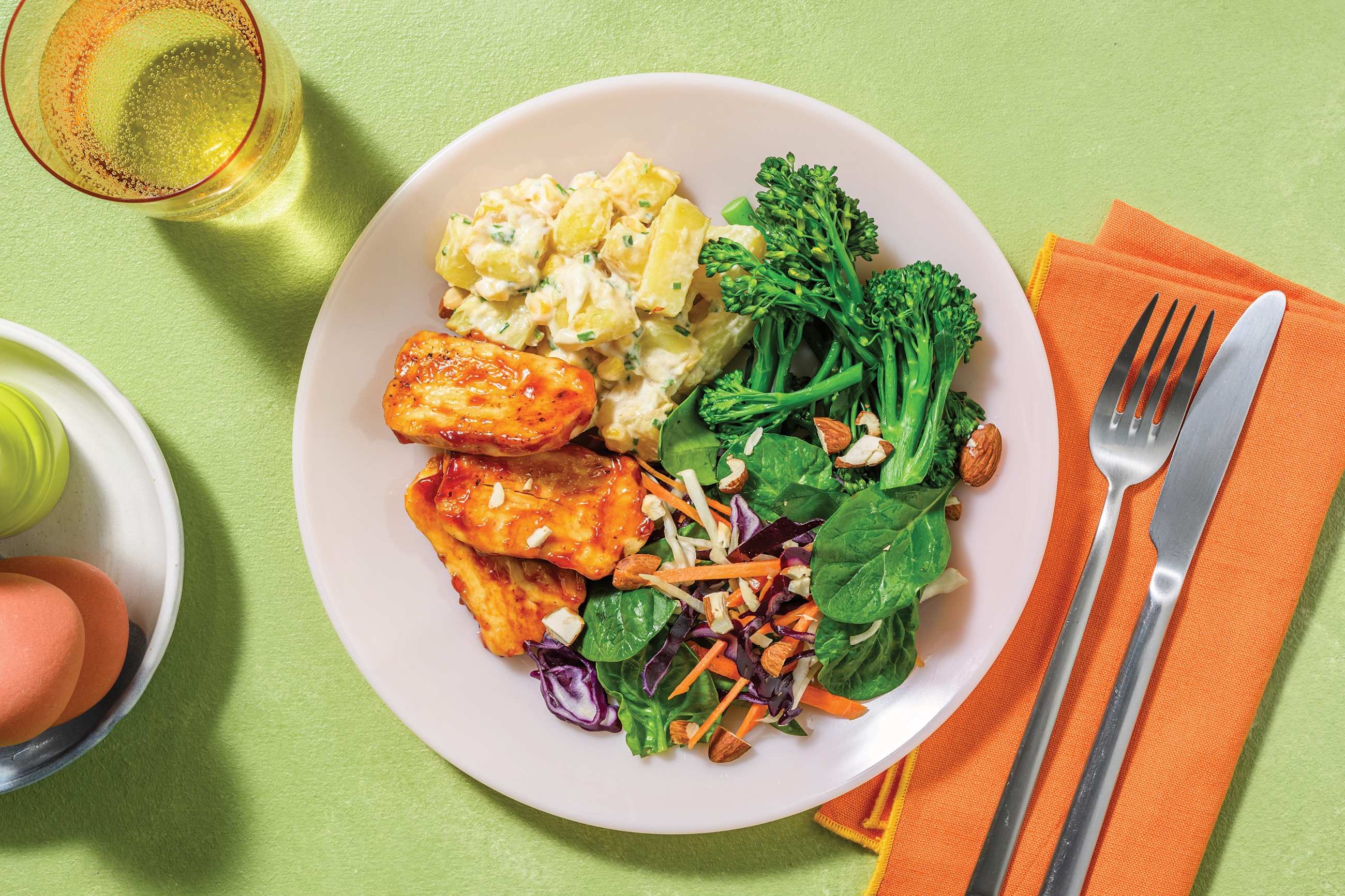 BBQ Cherry-Glazed Haloumi & Baby Broccoli