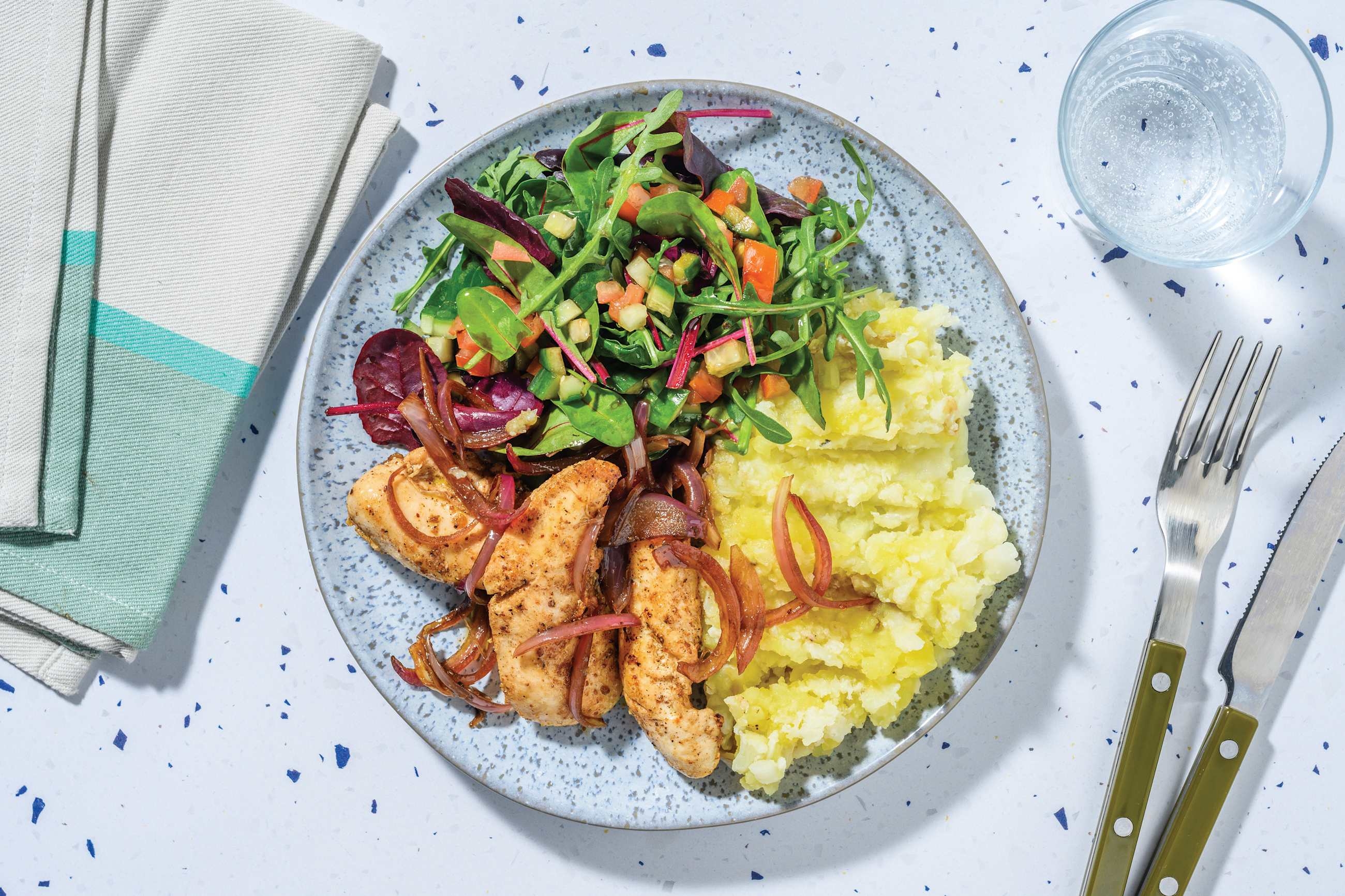 Aussie Chicken & Potato-Cauli Smash