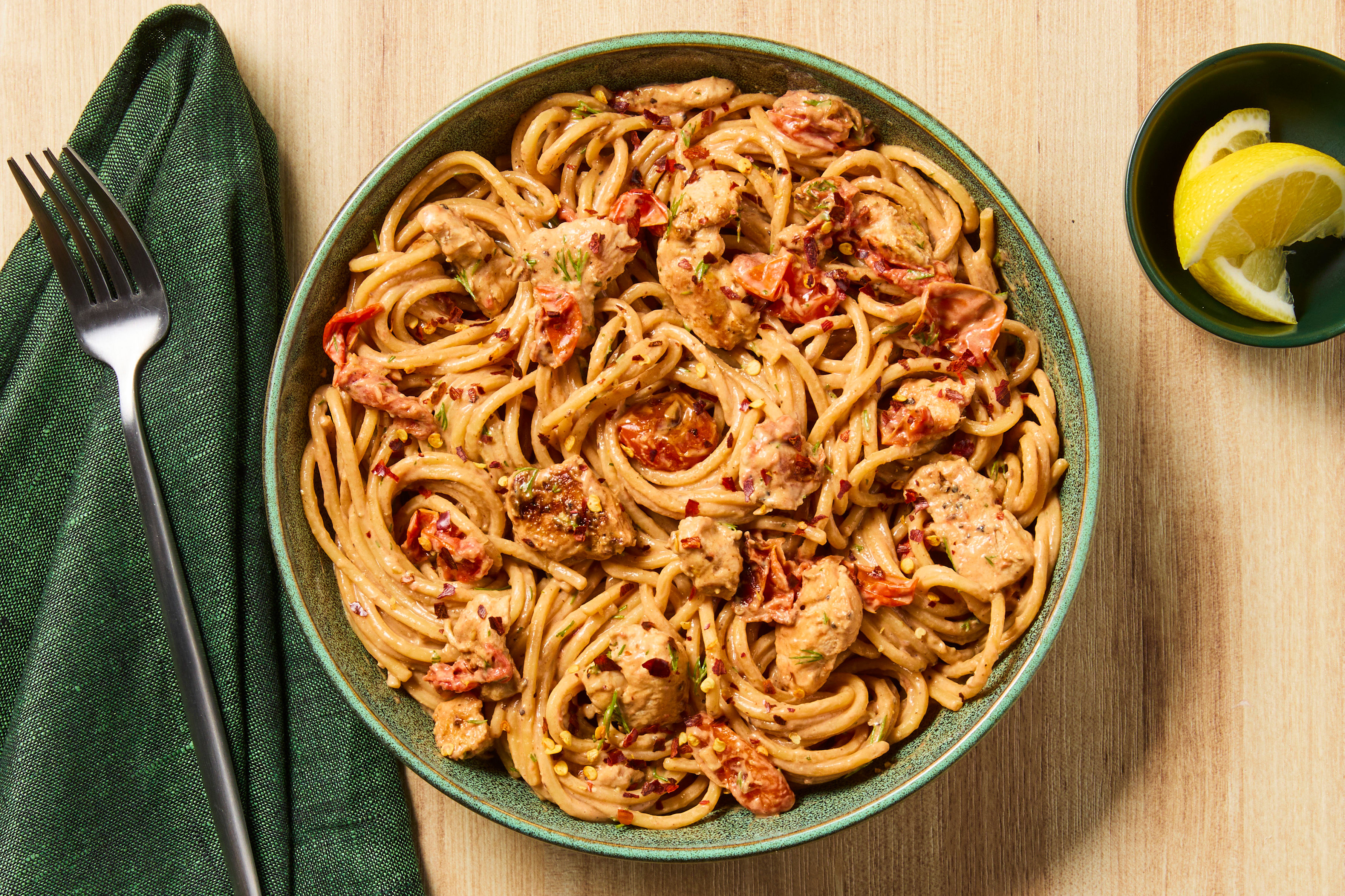 Creamy Lemon Dill Spaghetti & Chicken