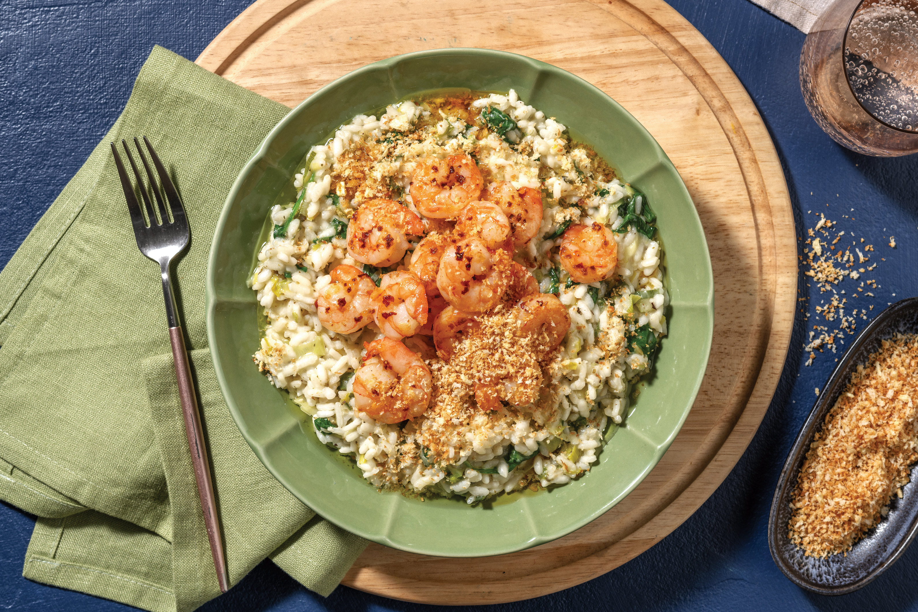 Chilli Butter Prawns & Leek Risotto