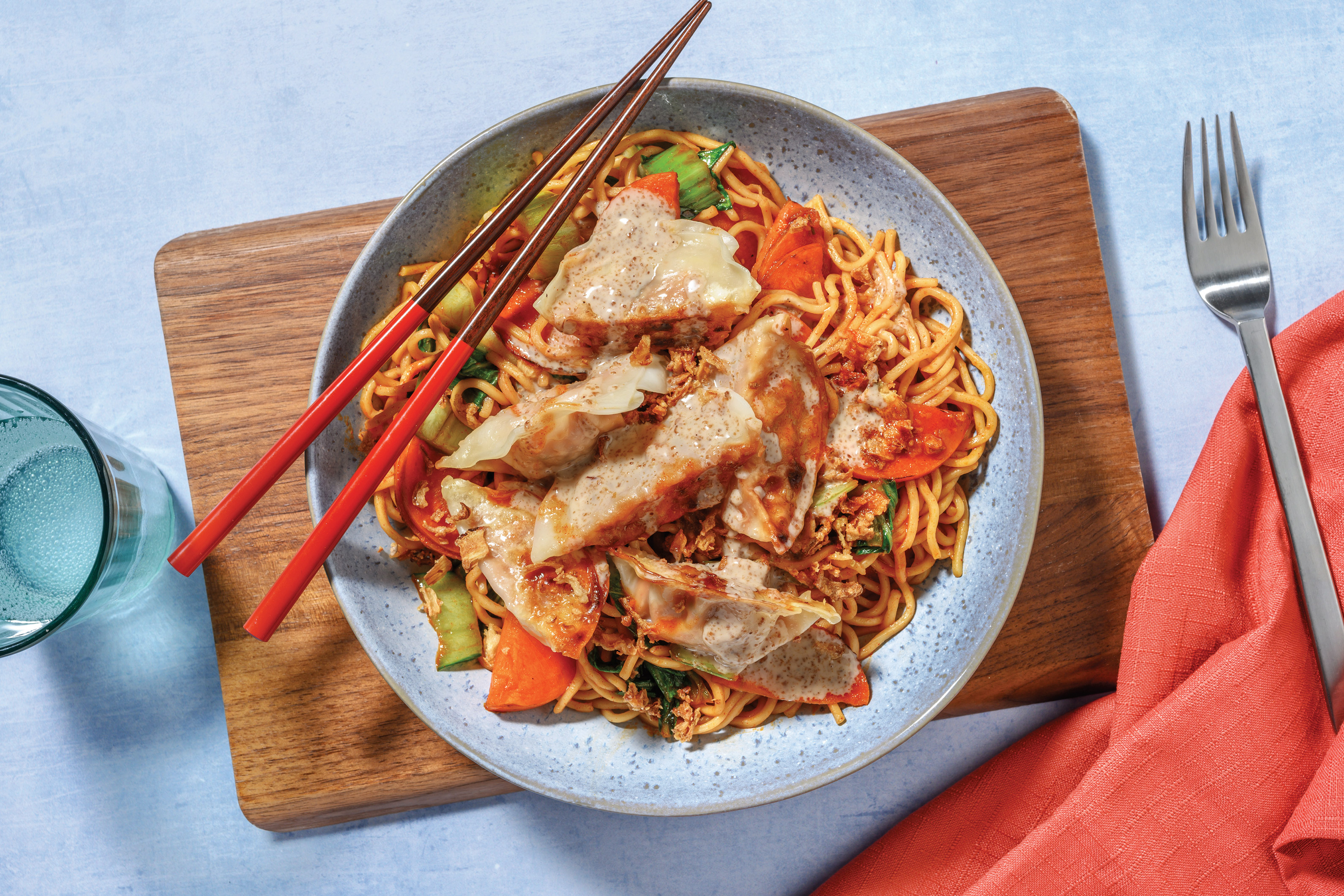 Pork Gyoza & Garlic Noodle Stir-Fry