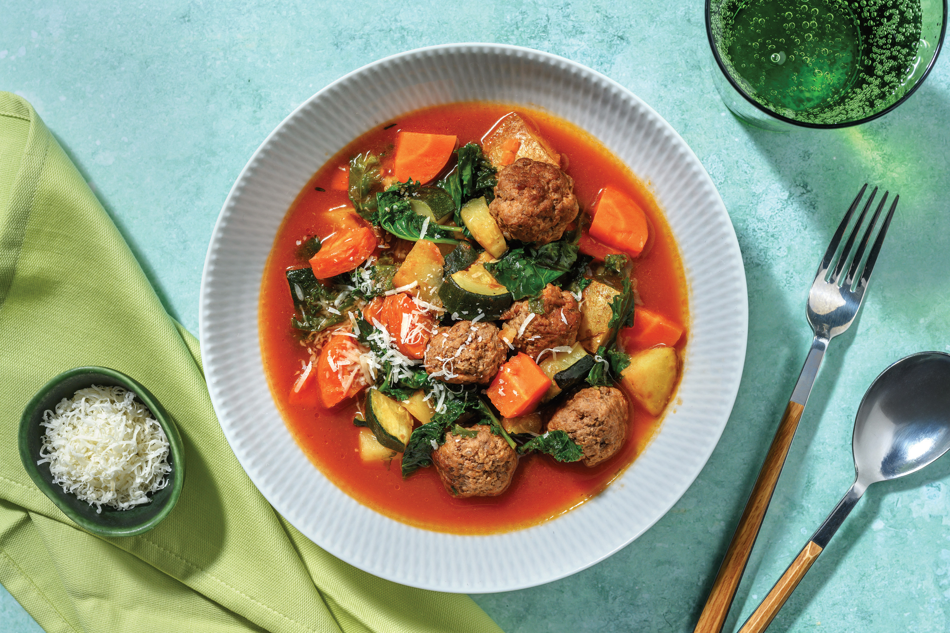Italian Pork Meatball & Veggie Soup