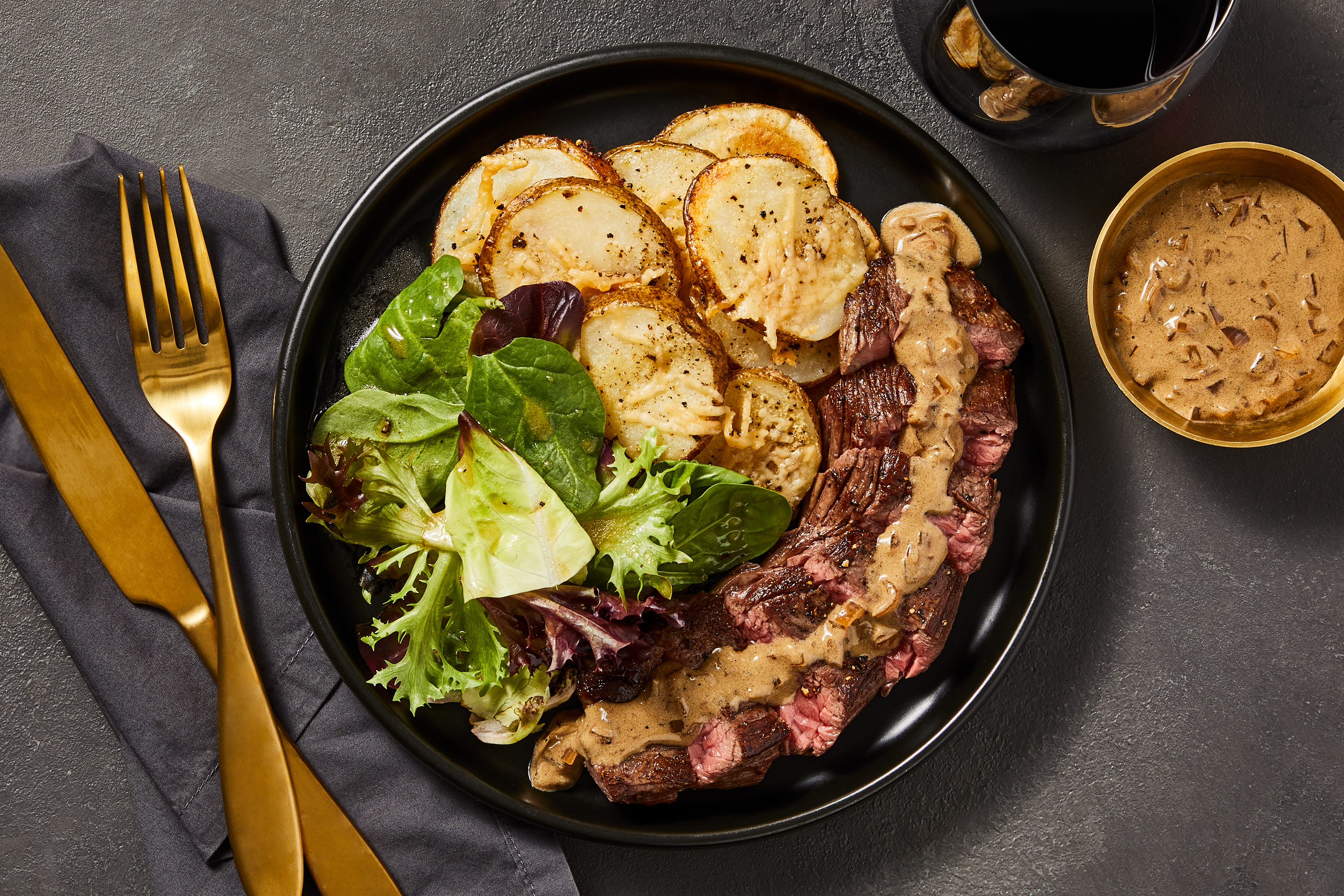 Ranch Steak & Sherry Shallot Sauce