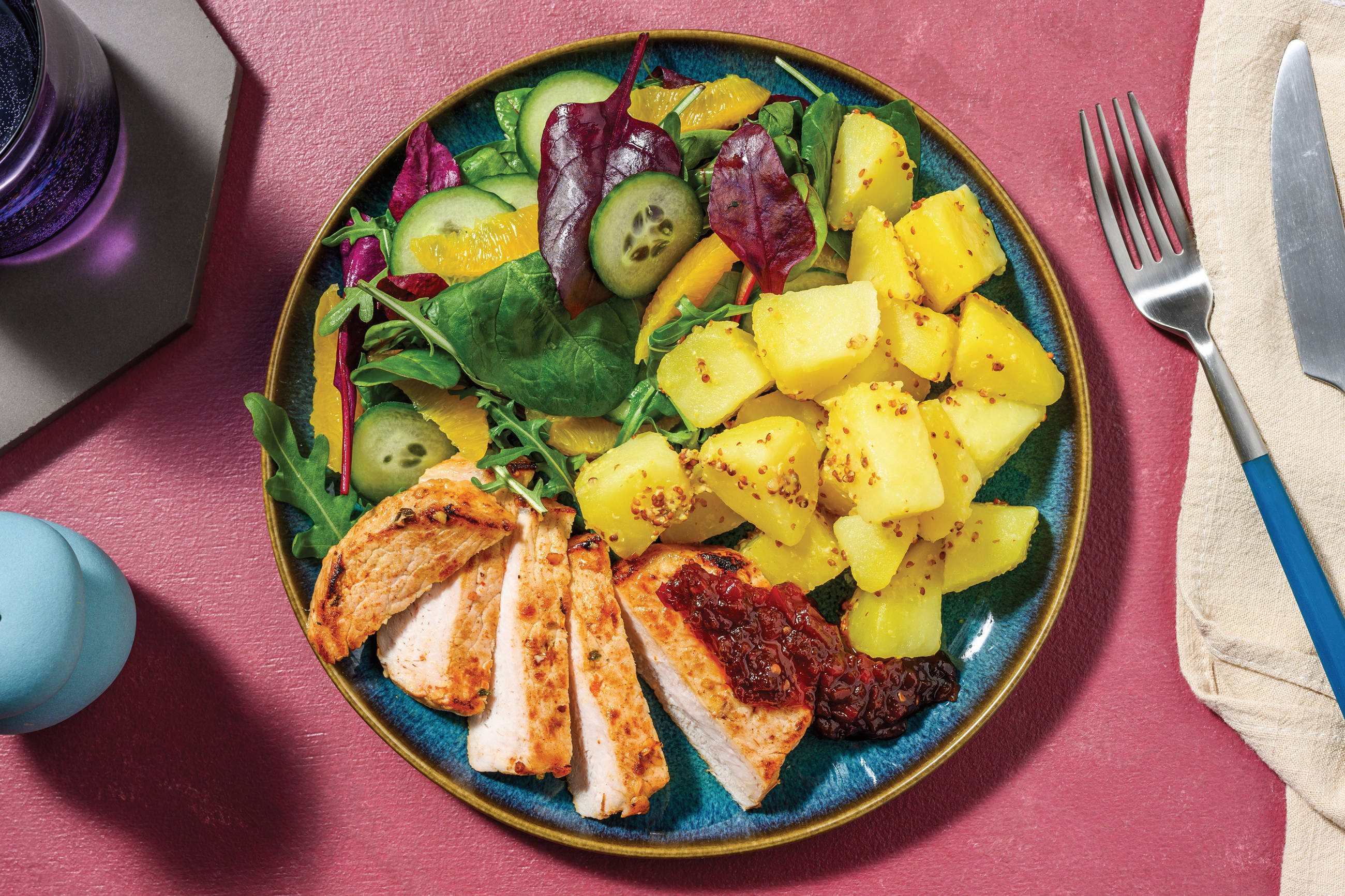 Seared Pork Steak & Mustard Potatoes