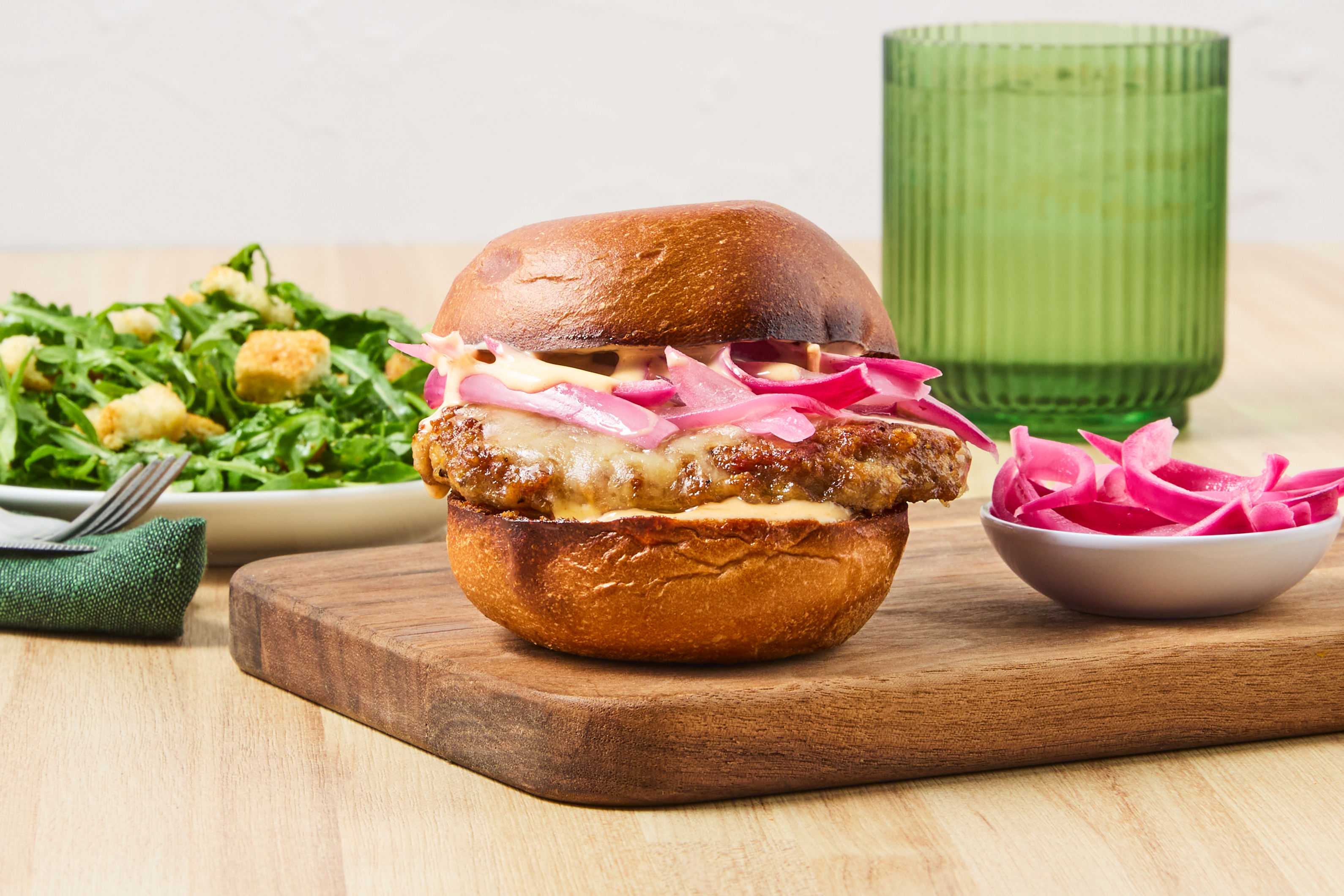 Pork Sausage Burgers with Monterey Jack