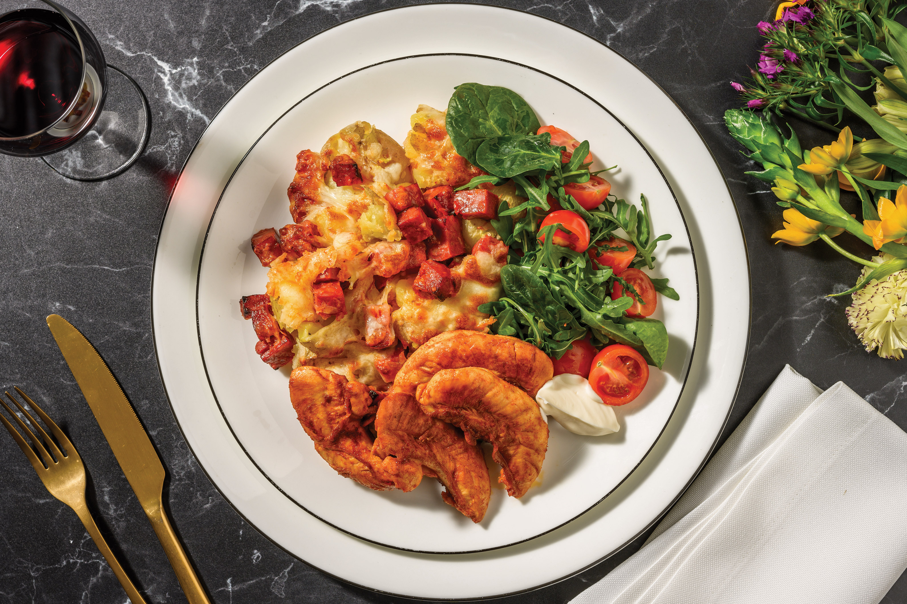 Smokey Chicken & Chorizo Patatas Bravas