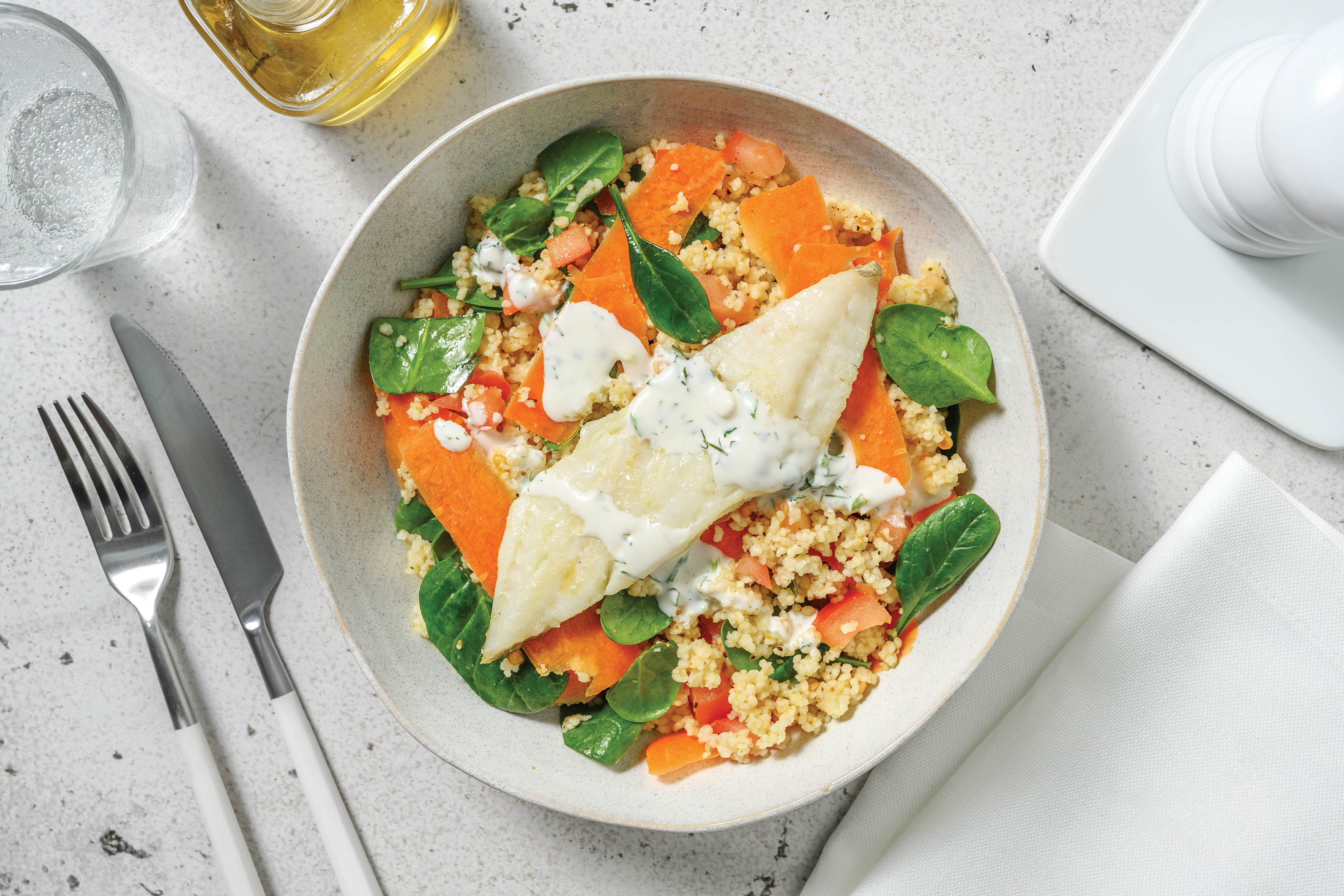 Easy Double Barramundi & Zesty Couscous