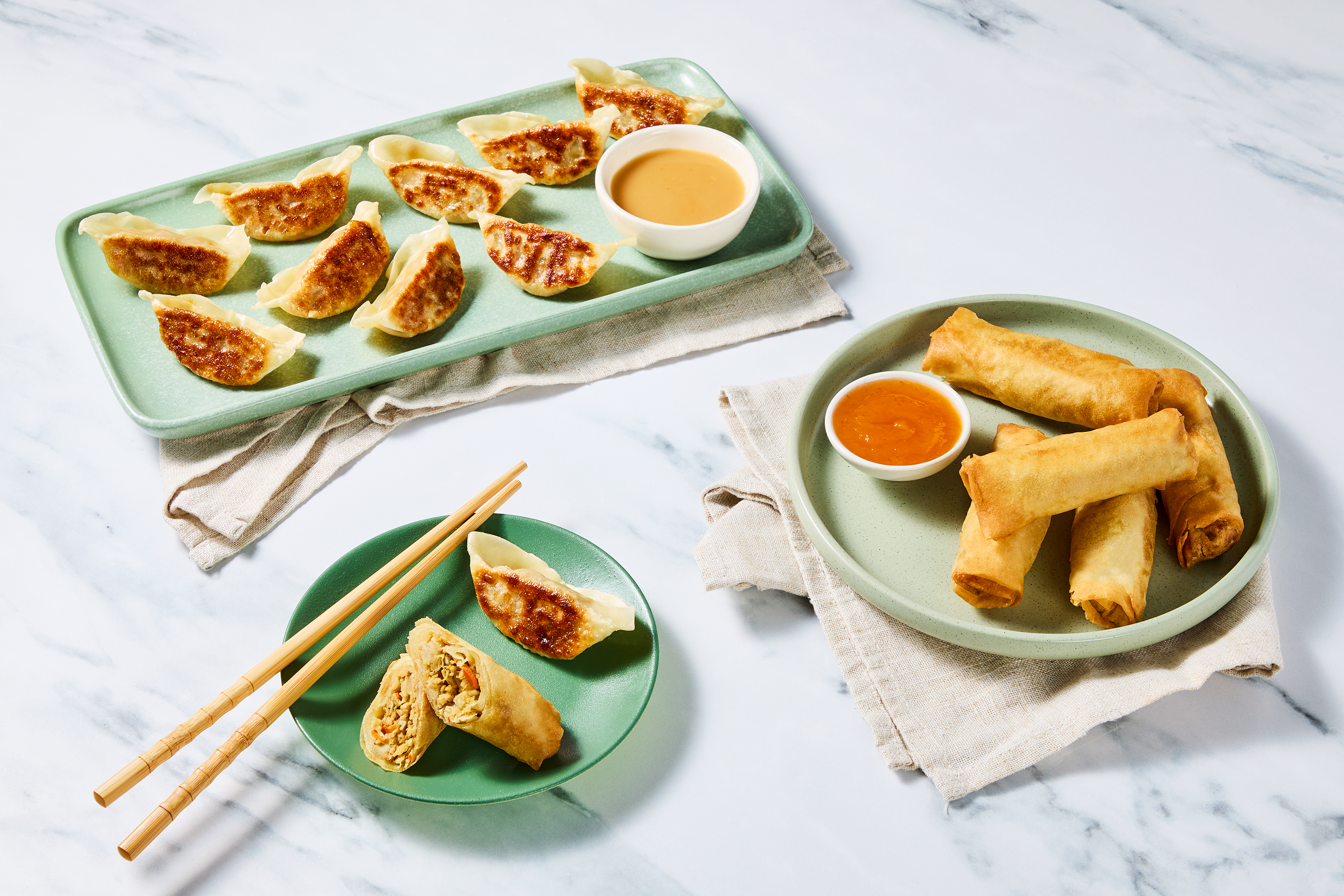 Veggie Dumplings & Veggie Spring Rolls Board
